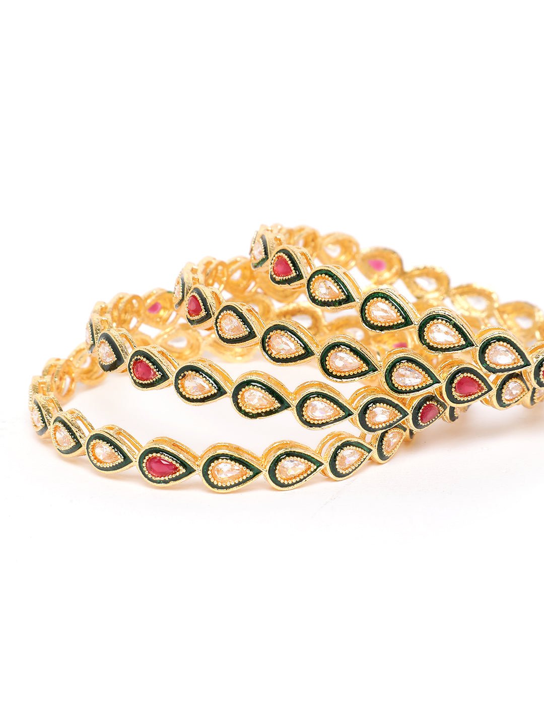 Luxury Gold Plated Kundan Leaf Bangles for Women Trending Bridal Ethnic Party Wear Jewelry