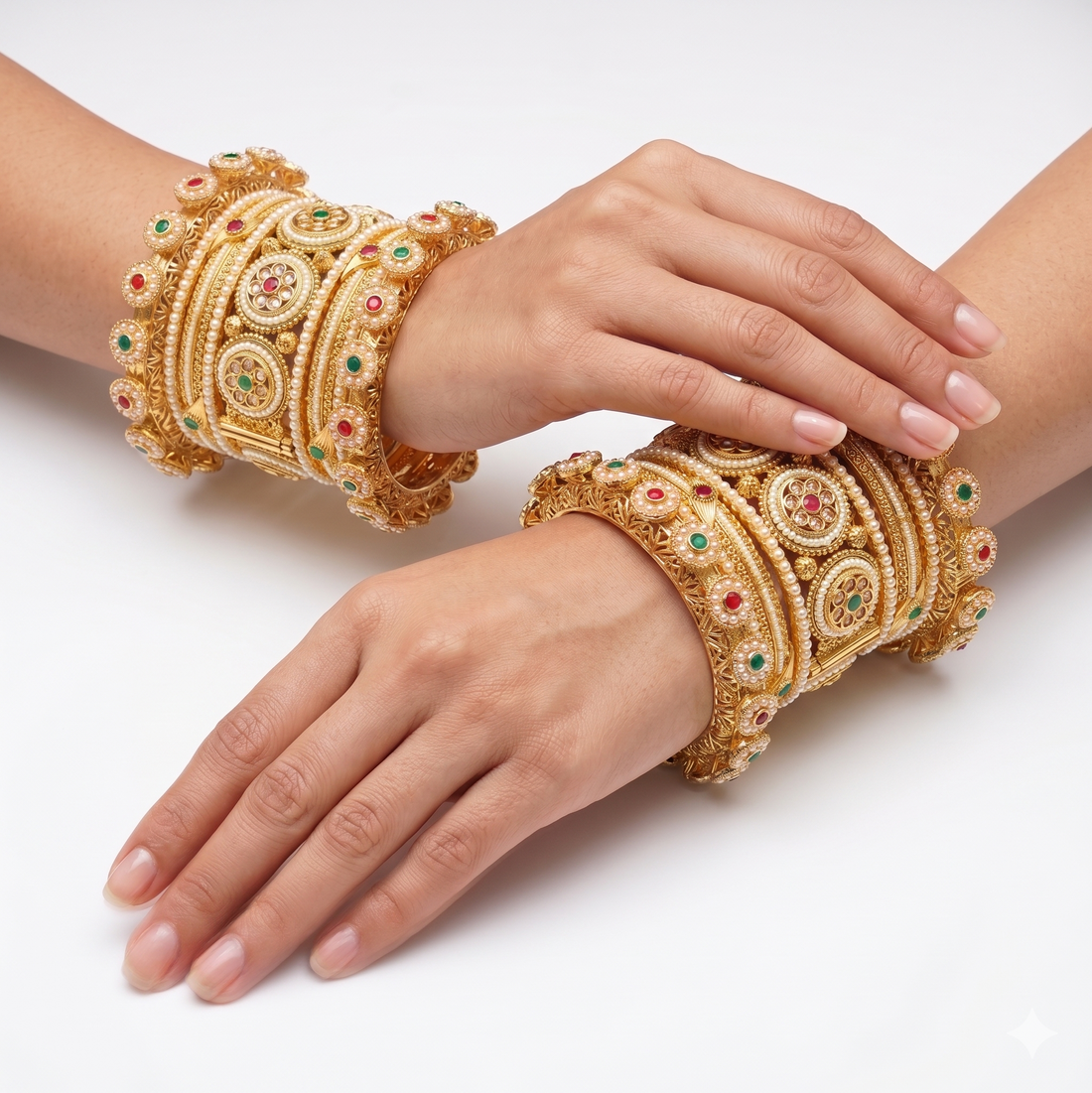 Gold Plated Bridal Chooda Set Kundan Pearl Designer Kadas for Women Wedding Wear