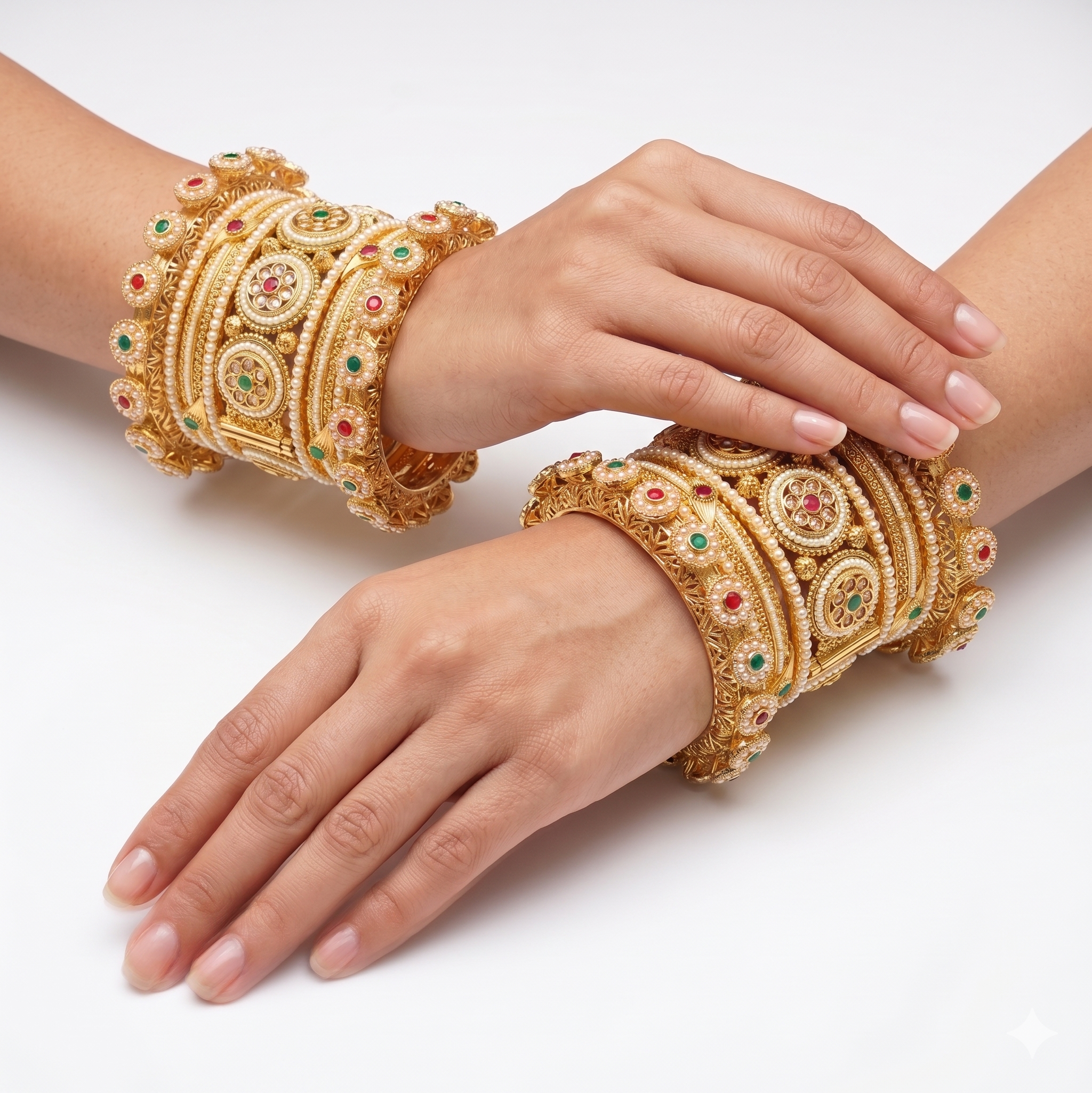 Gold Plated Bridal Chooda Set Kundan Pearl Designer Kadas for Women Wedding Wear