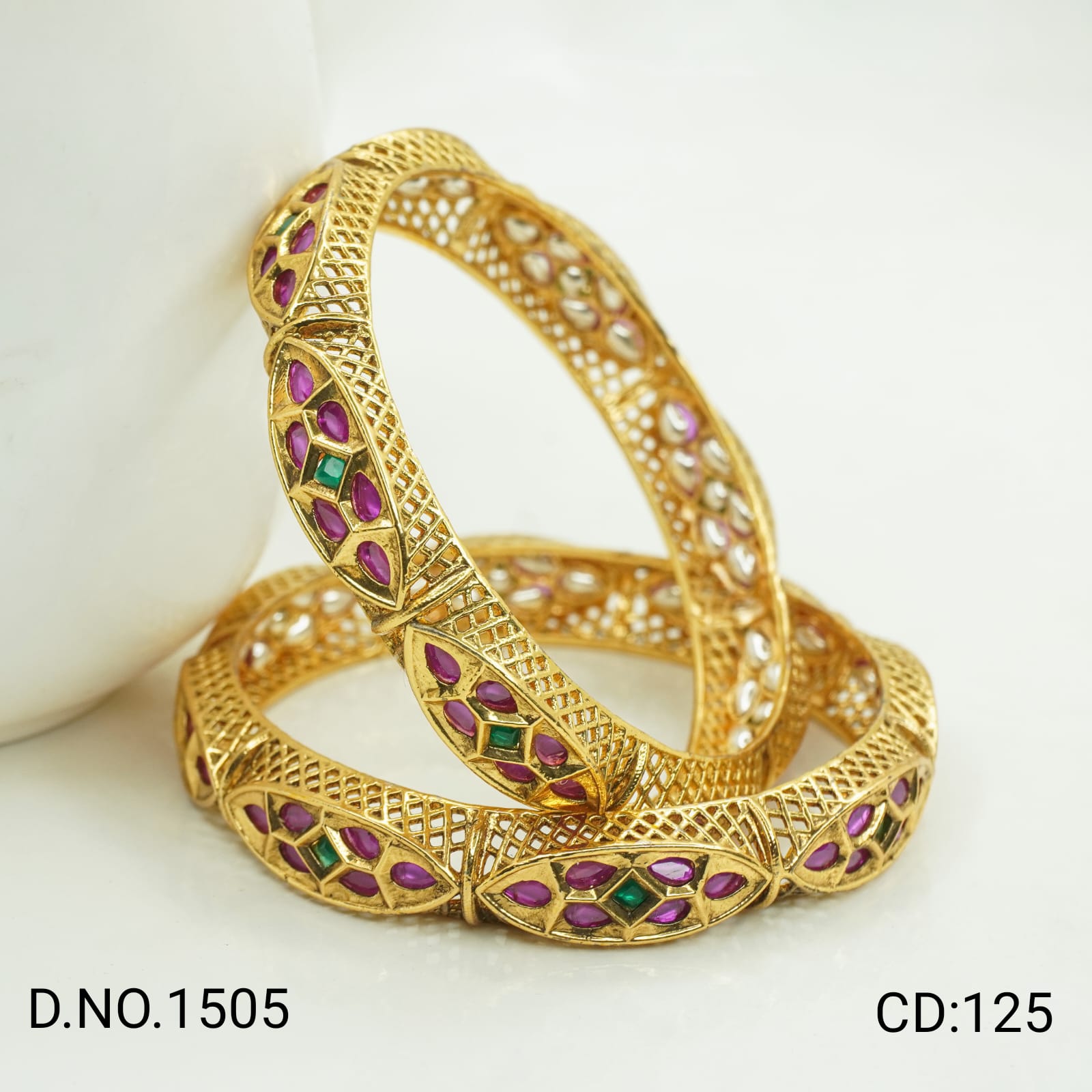 Latest Gold Plated Designer Meenakari Kangan Bangles Pair for Women Traditional Wedding Party Wear
