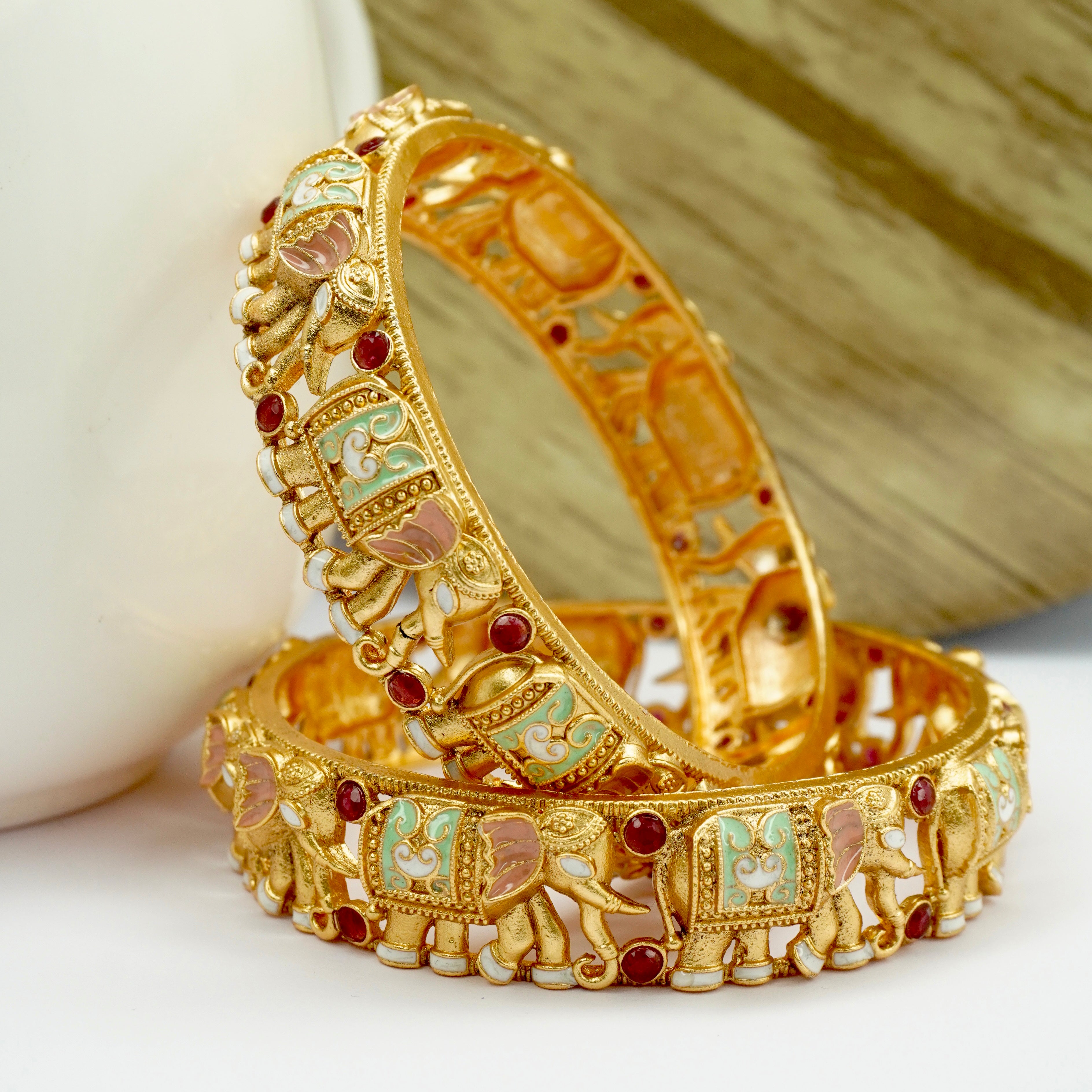 Gold Plated Elephant Designer Traditional Bangles for Women