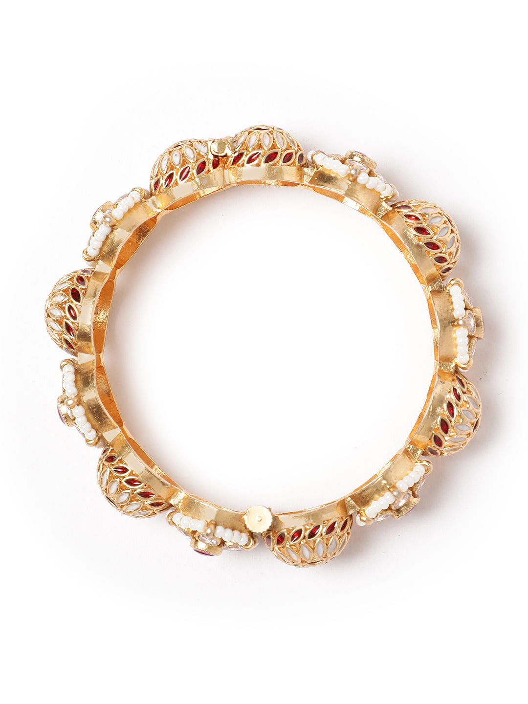 Premium Gold Plated Meenakari Jali Bangles Pair with Pink CZ Stones & Pearls for Women Wedding Ethnic Wear