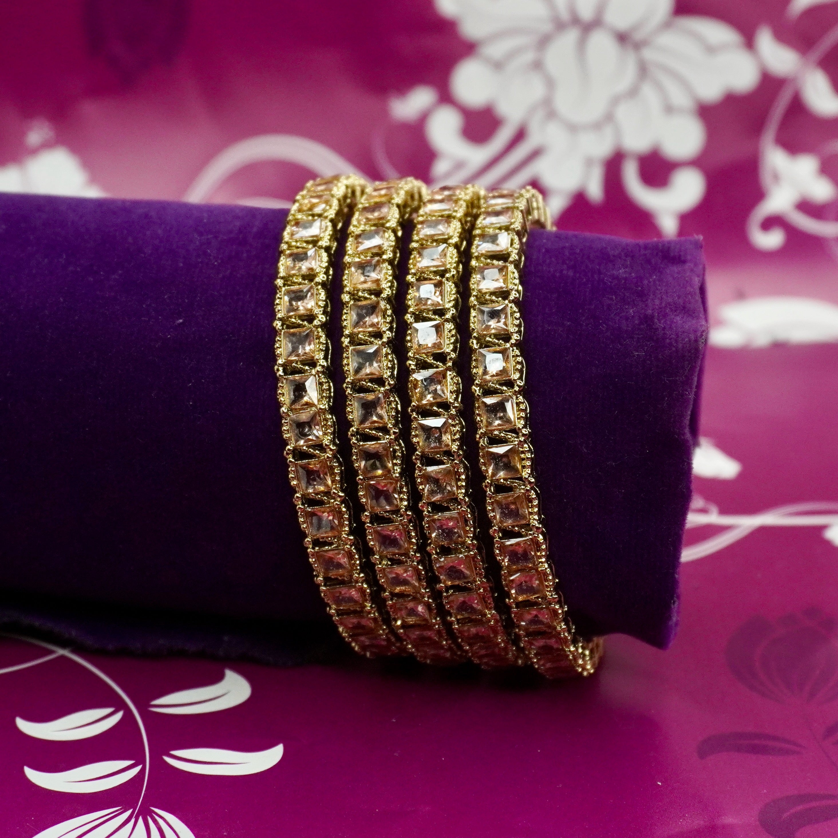 Luxury Gold Crystal Bangles Stack for Women | Trending Wedding & Festive Collection
