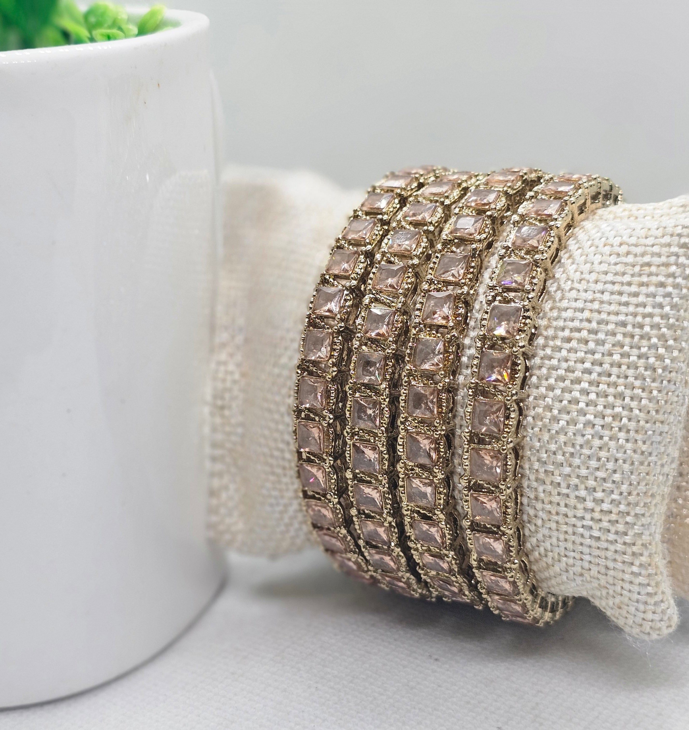 Luxury Gold Crystal Bangles Stack for Women | Trending Wedding & Festive Collection