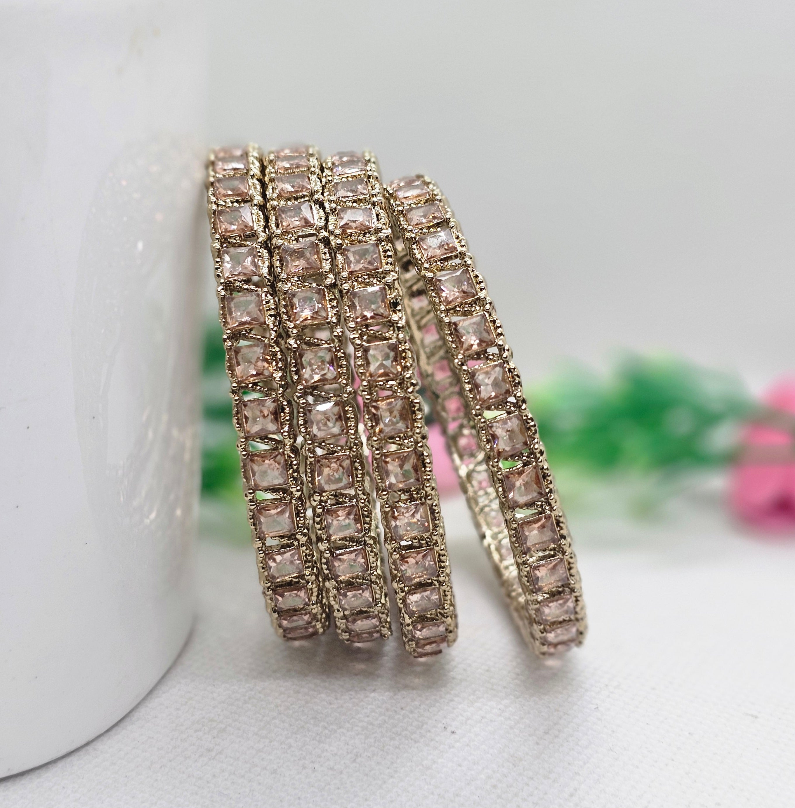Luxury Gold Crystal Bangles Stack for Women | Trending Wedding & Festive Collection