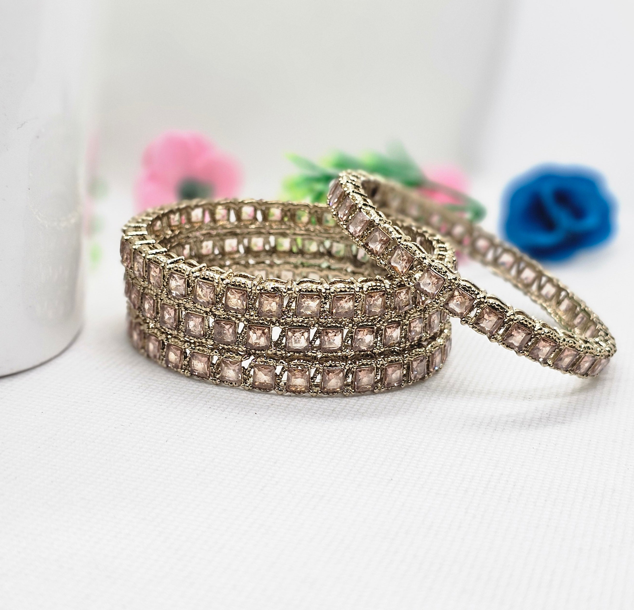 Luxury Gold Crystal Bangles Stack for Women | Trending Wedding & Festive Collection