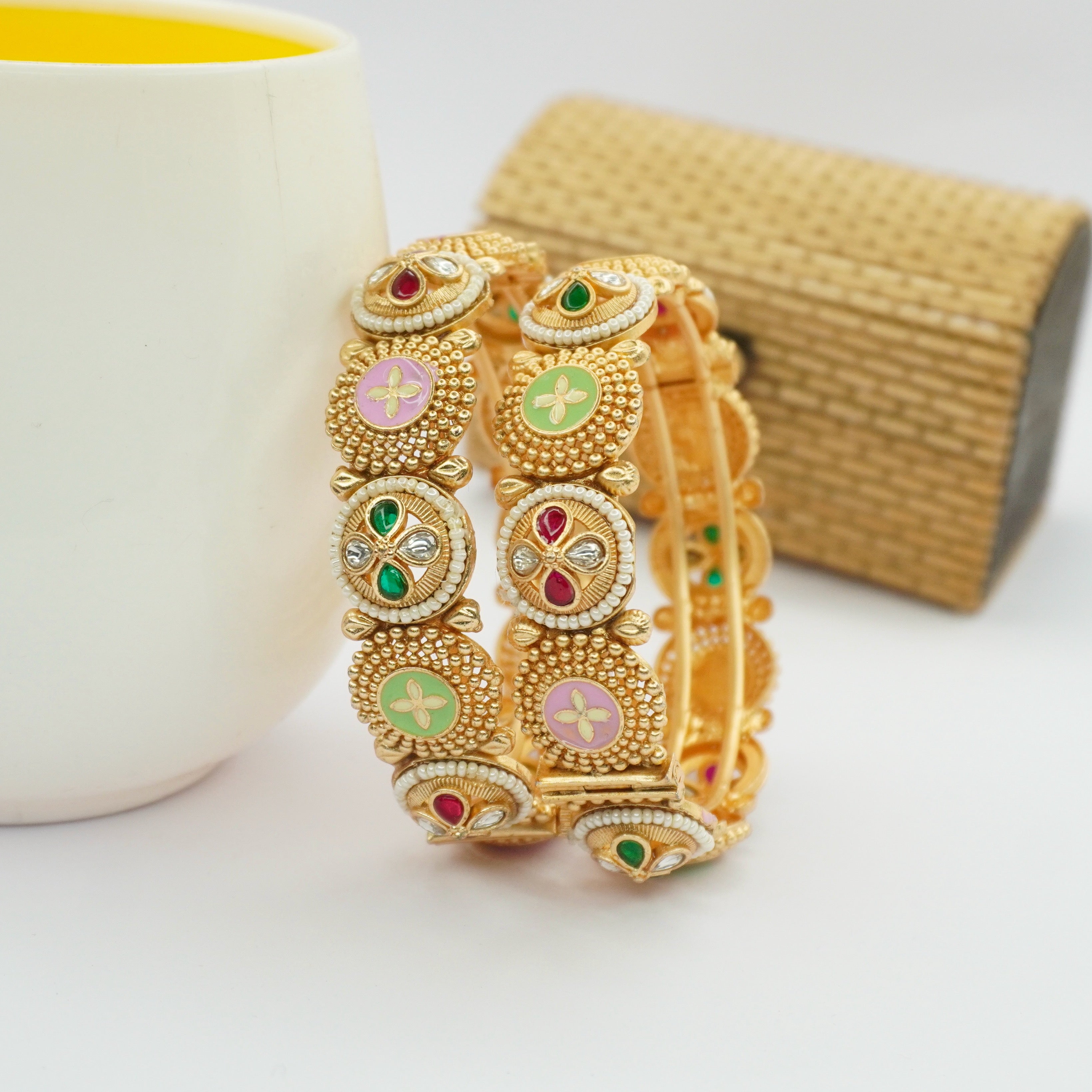 Latest Designer Gold Plated Kangan Bangles for Women Traditional Wedding Party Wear
