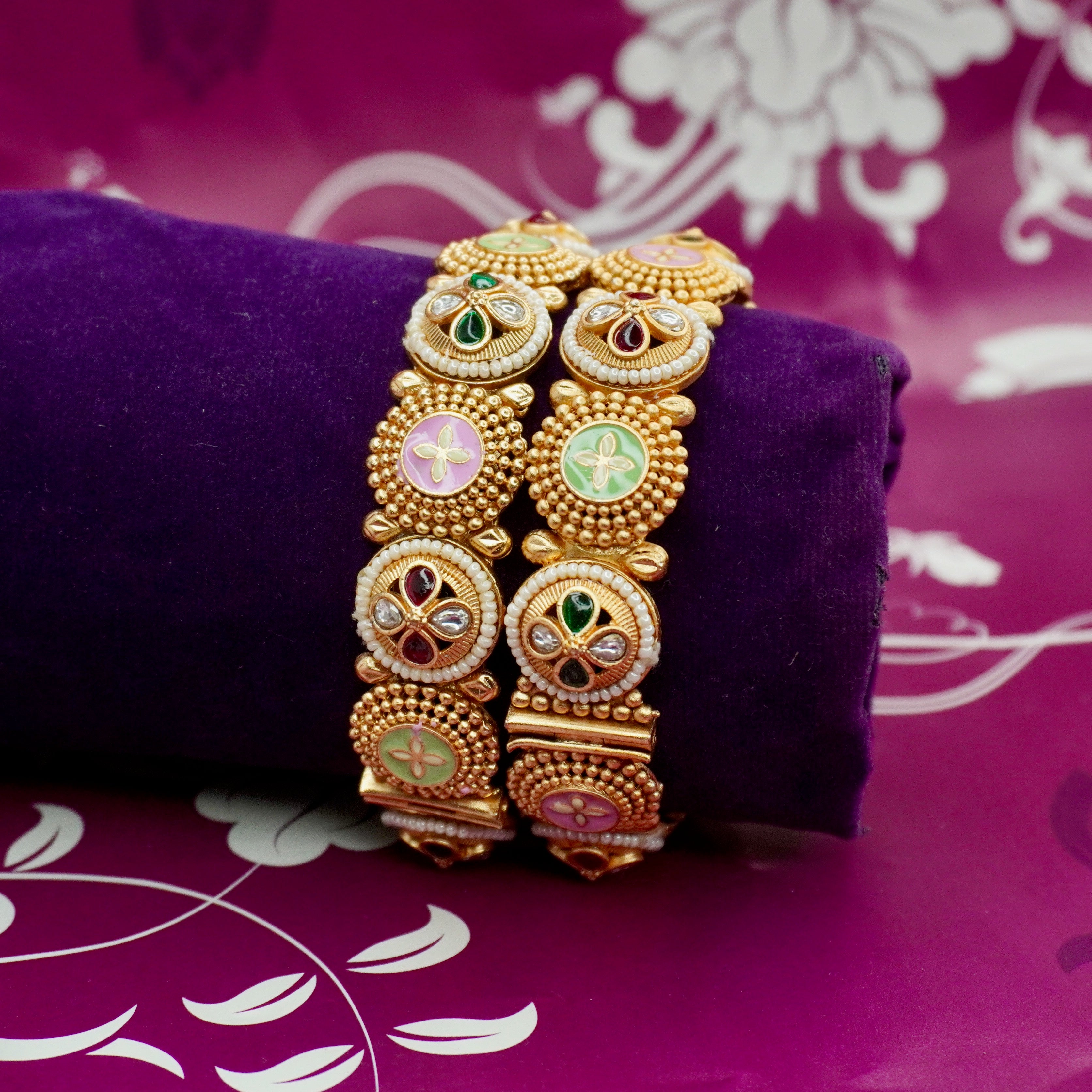 Latest Designer Gold Plated Kangan Bangles for Women Traditional Wedding Party Wear