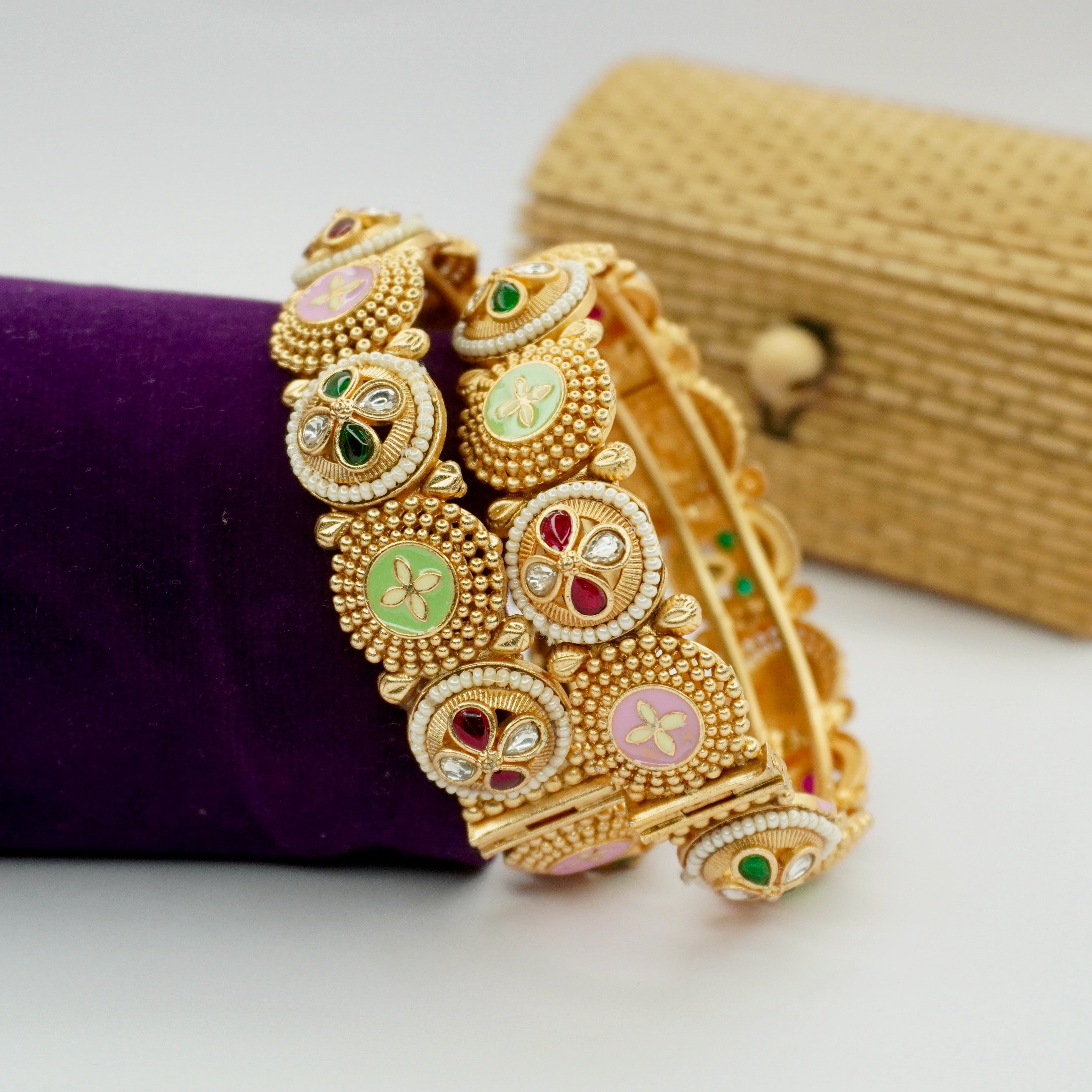 Latest Designer Gold Plated Kangan Bangles for Women Traditional Wedding Party Wear