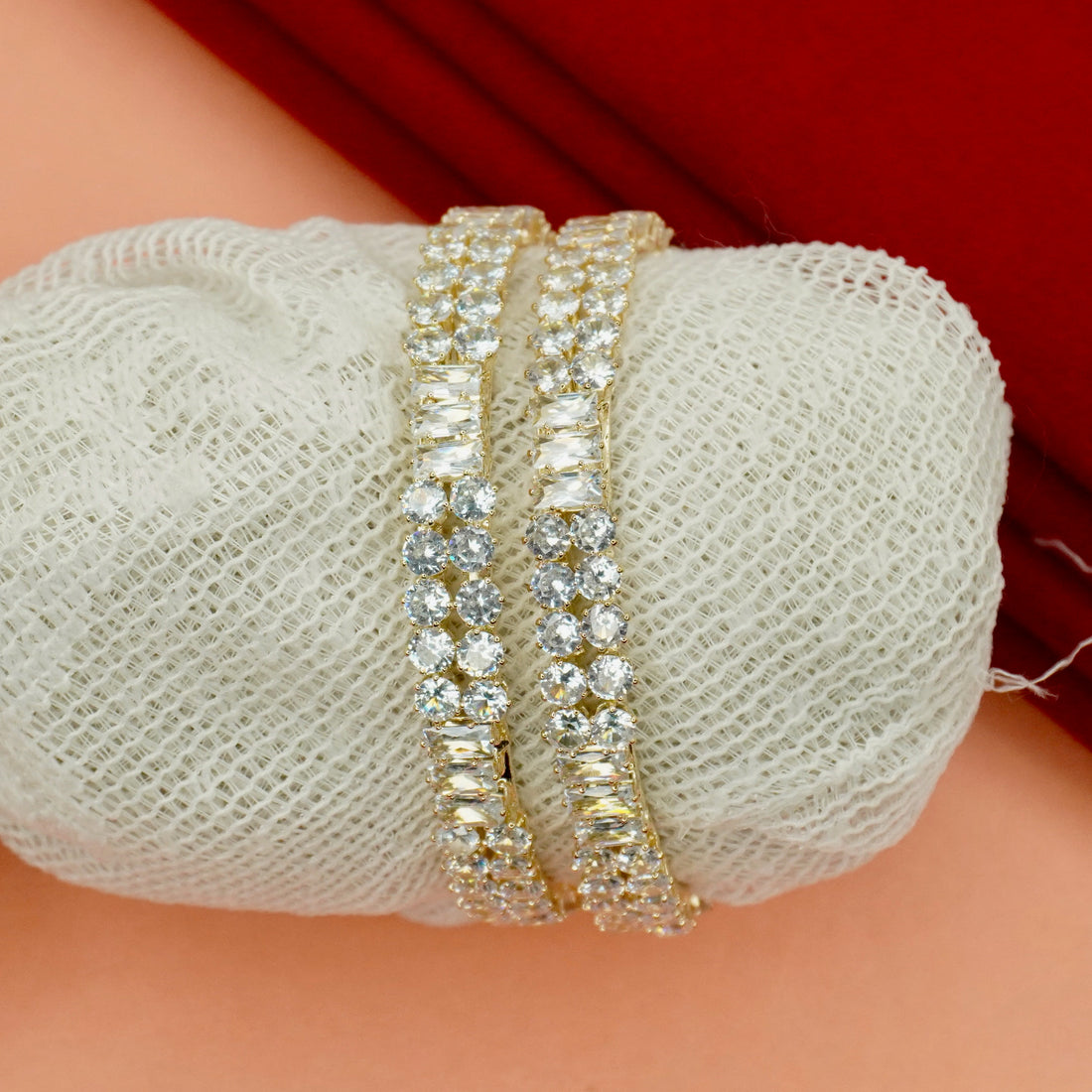 Luxury Gold AD Diamond Bangles for Women | Trending Bridal Party Wear Jewelry