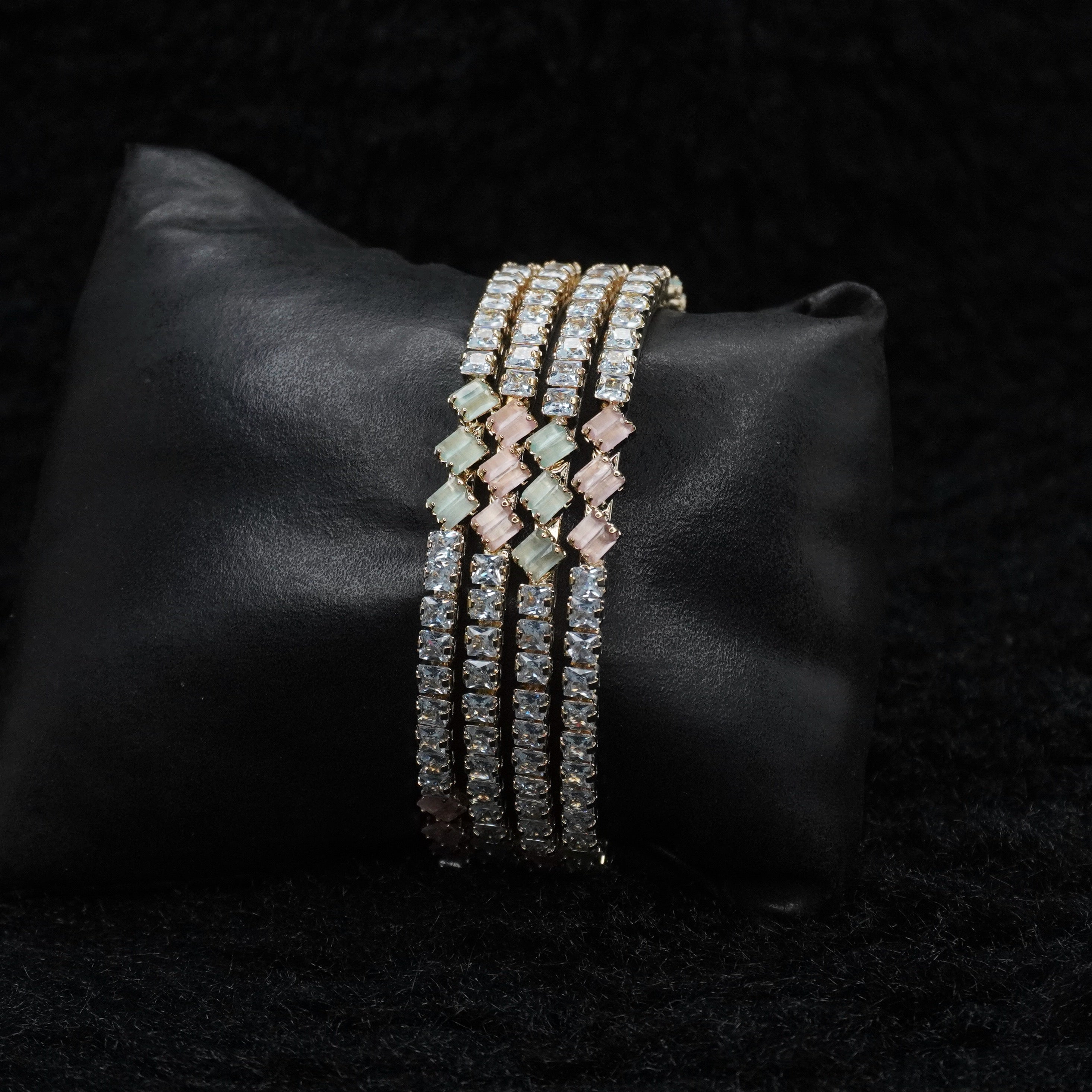 Designer Gold Plated American Diamond Bangles Set for Women | Premium CZ Stone Ethnic Party Wear Bridal Wedding Bangles