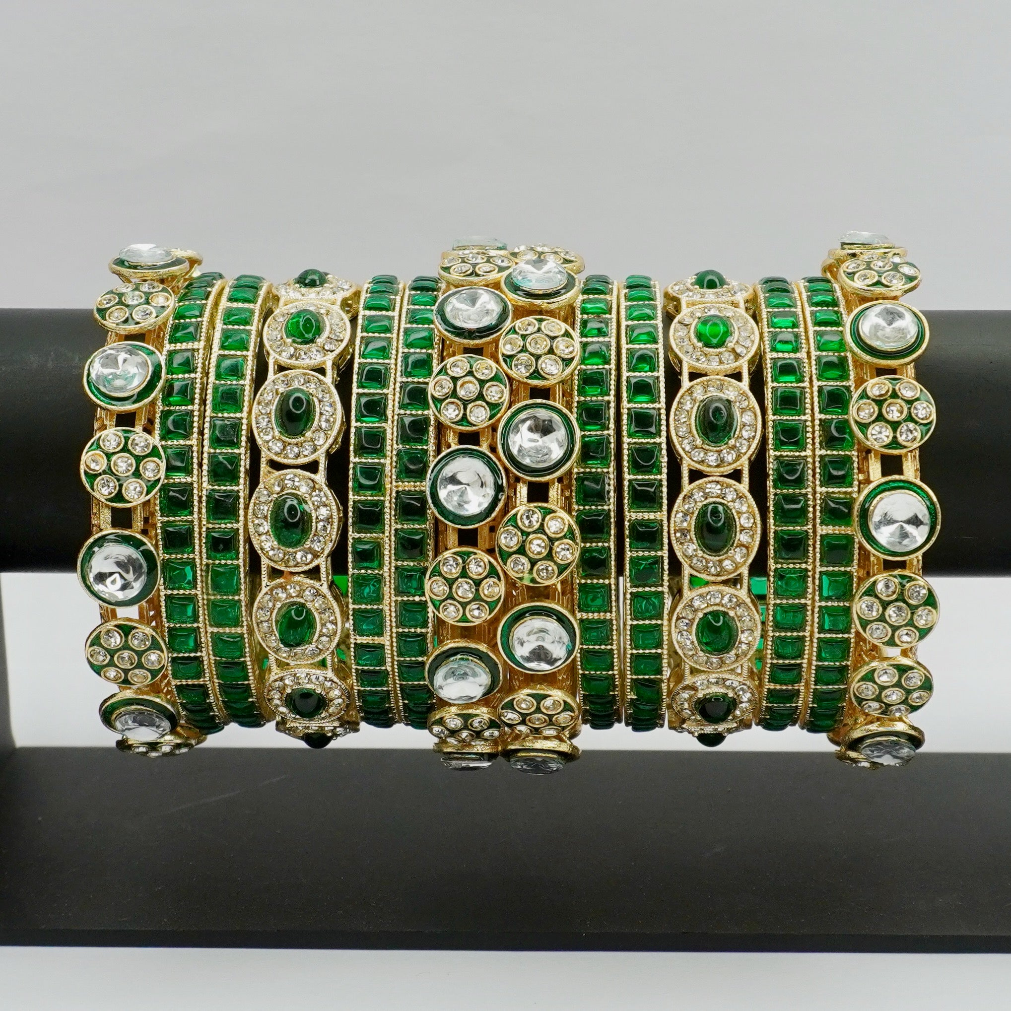 Designer Green Kundan Bridal Chooda Set Gold Plated Bangles for Women Wedding Party Wear