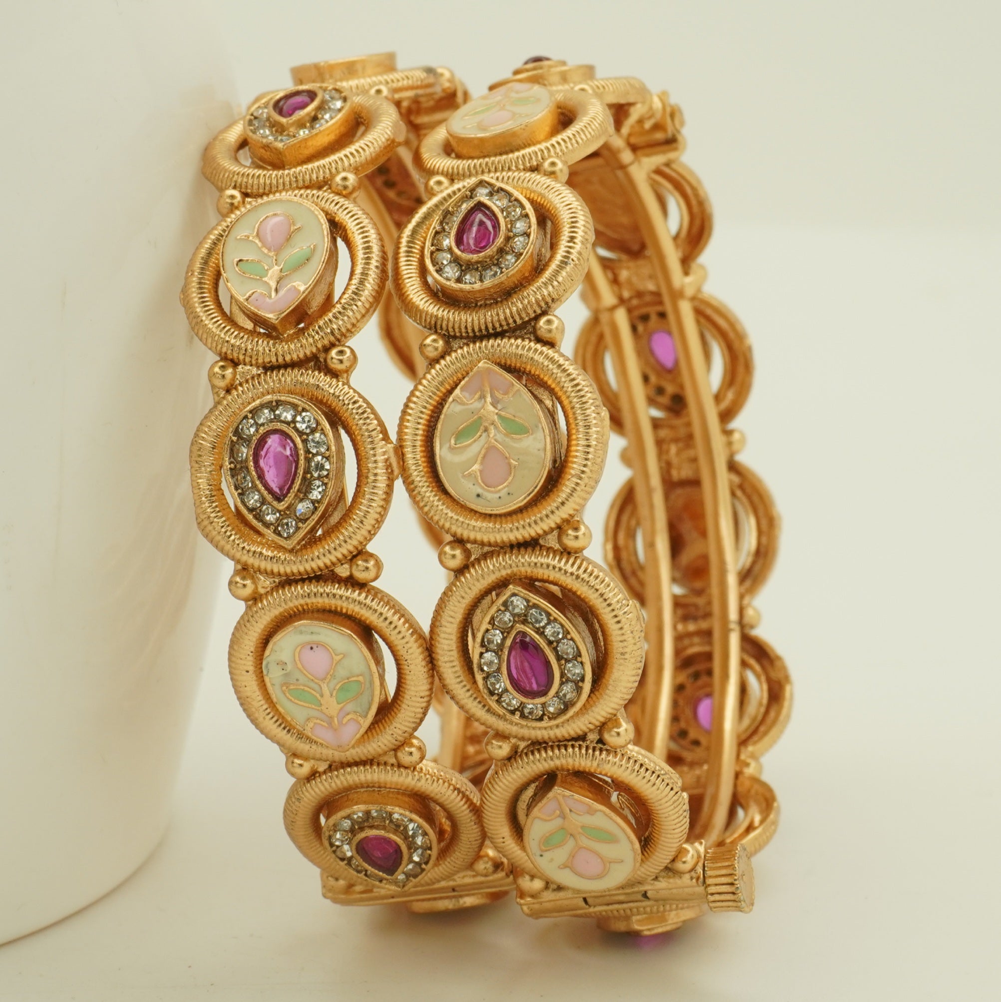 Traditional Gold Plated Meenakari Bridal Kangan Pair – Designer Wedding Bangles for Women