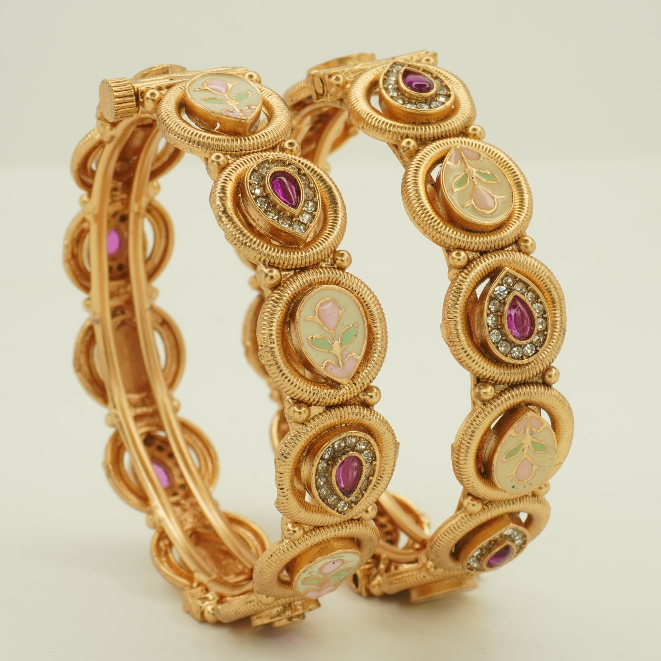Traditional Gold Plated Meenakari Bridal Kangan Pair – Designer Wedding Bangles for Women