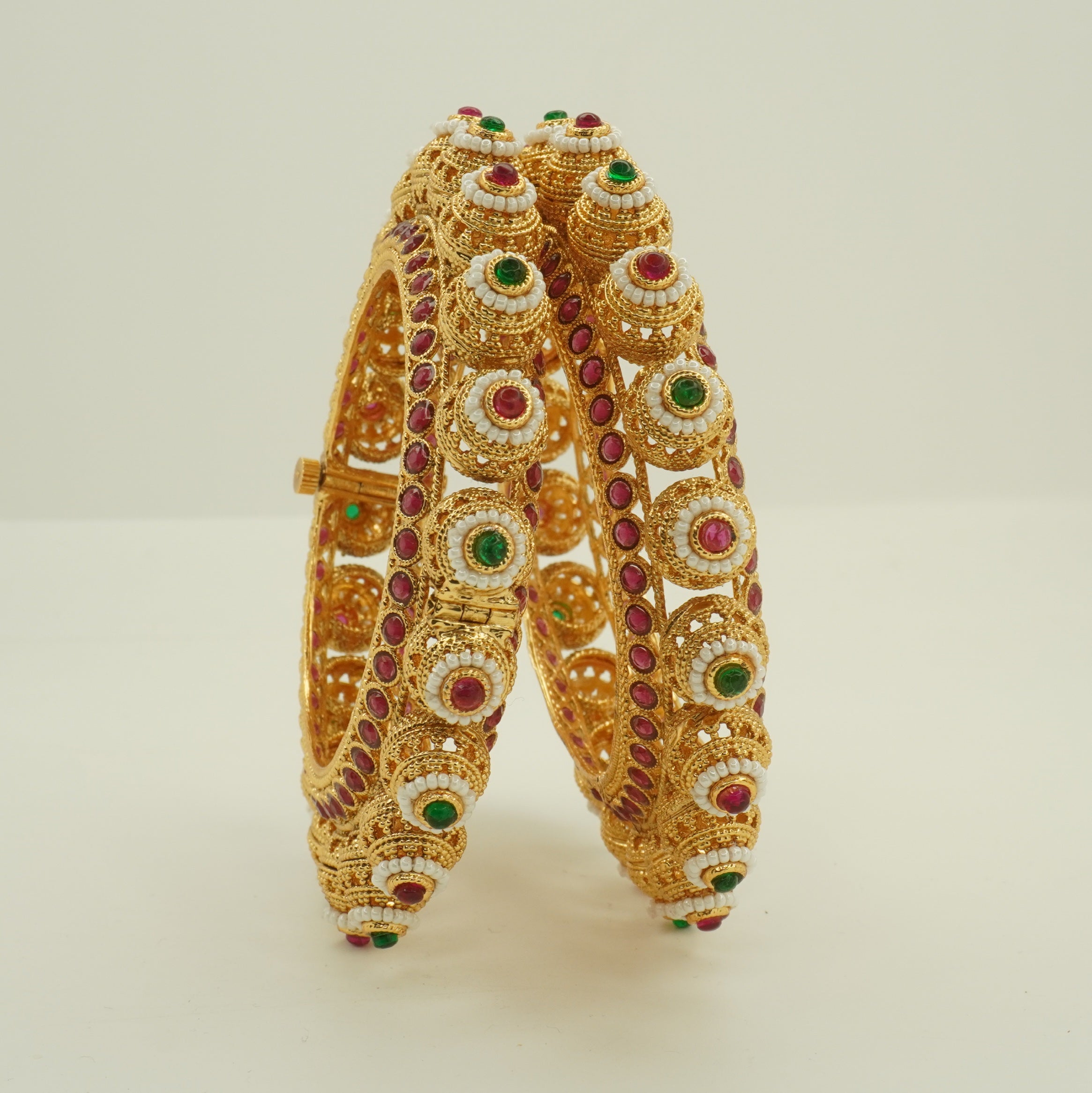 Latest Gold Plated Bridal Bangles Pair for Women Ethnic Party Wear Kangan