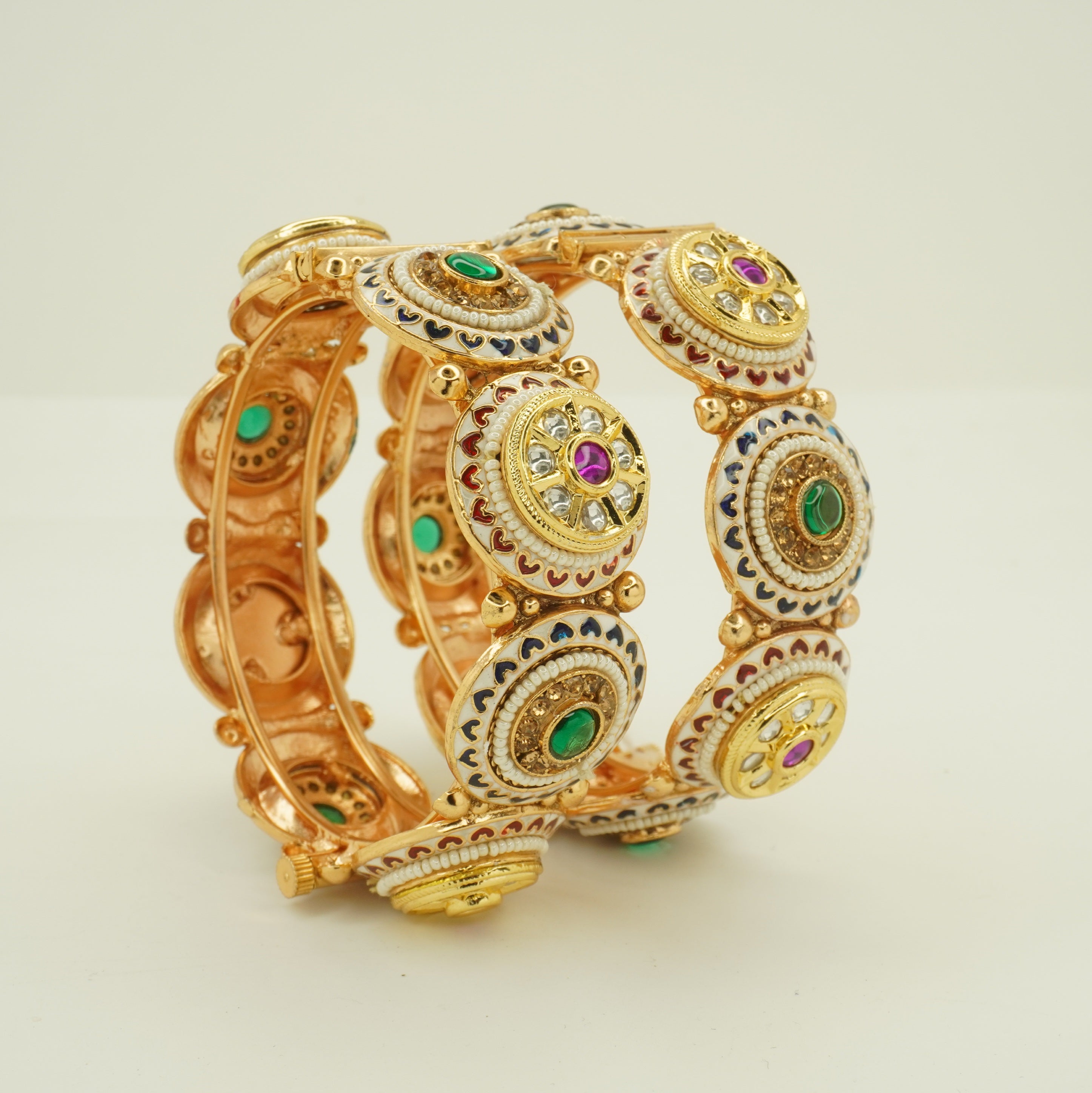 Designer Multicolor Meenakari Kundan Pearl Bangles Pair for Women – Wedding Party Wear Kangan