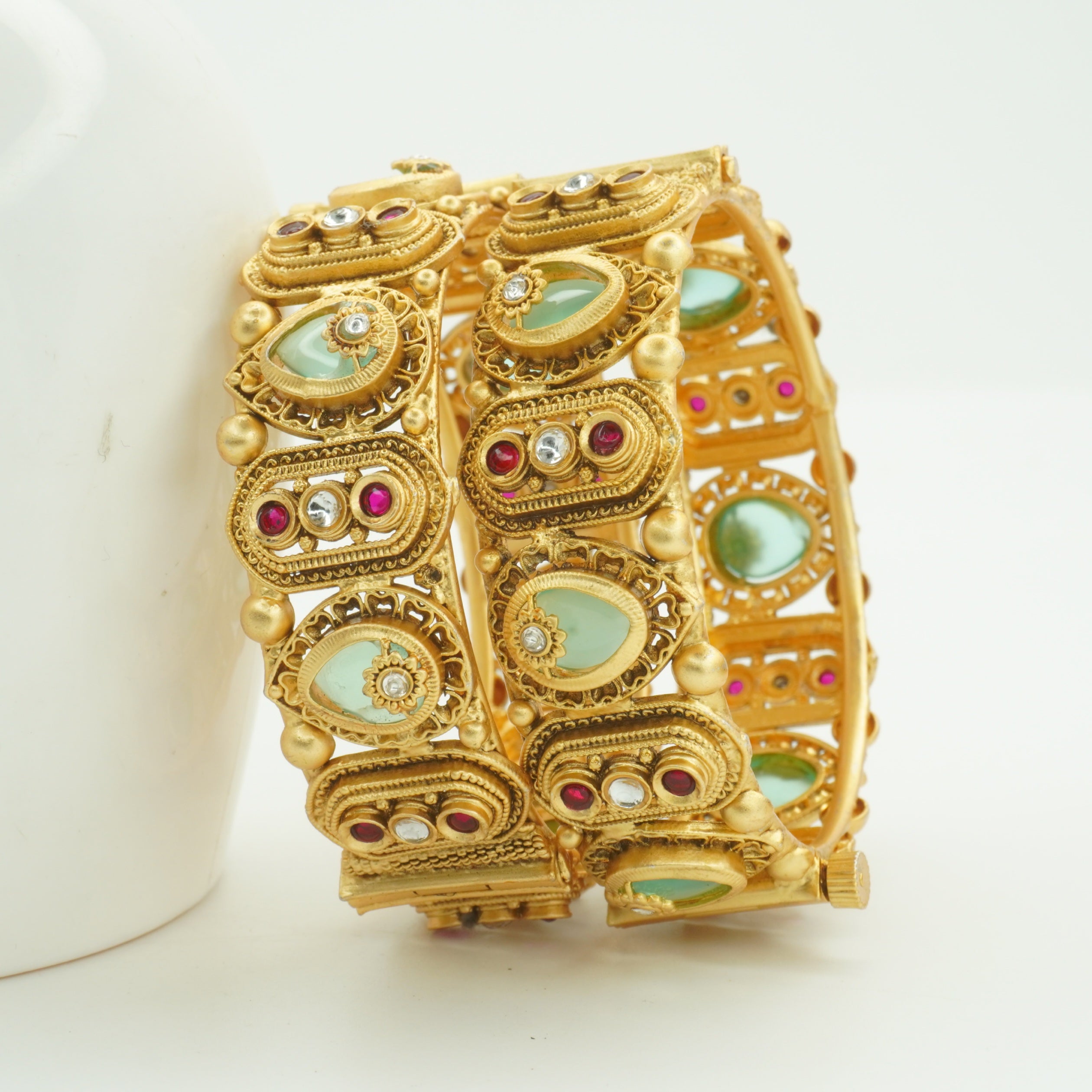 Latest Designer Gold Plated Openable Kangan Bangles Pair for Women Wedding Party Wear