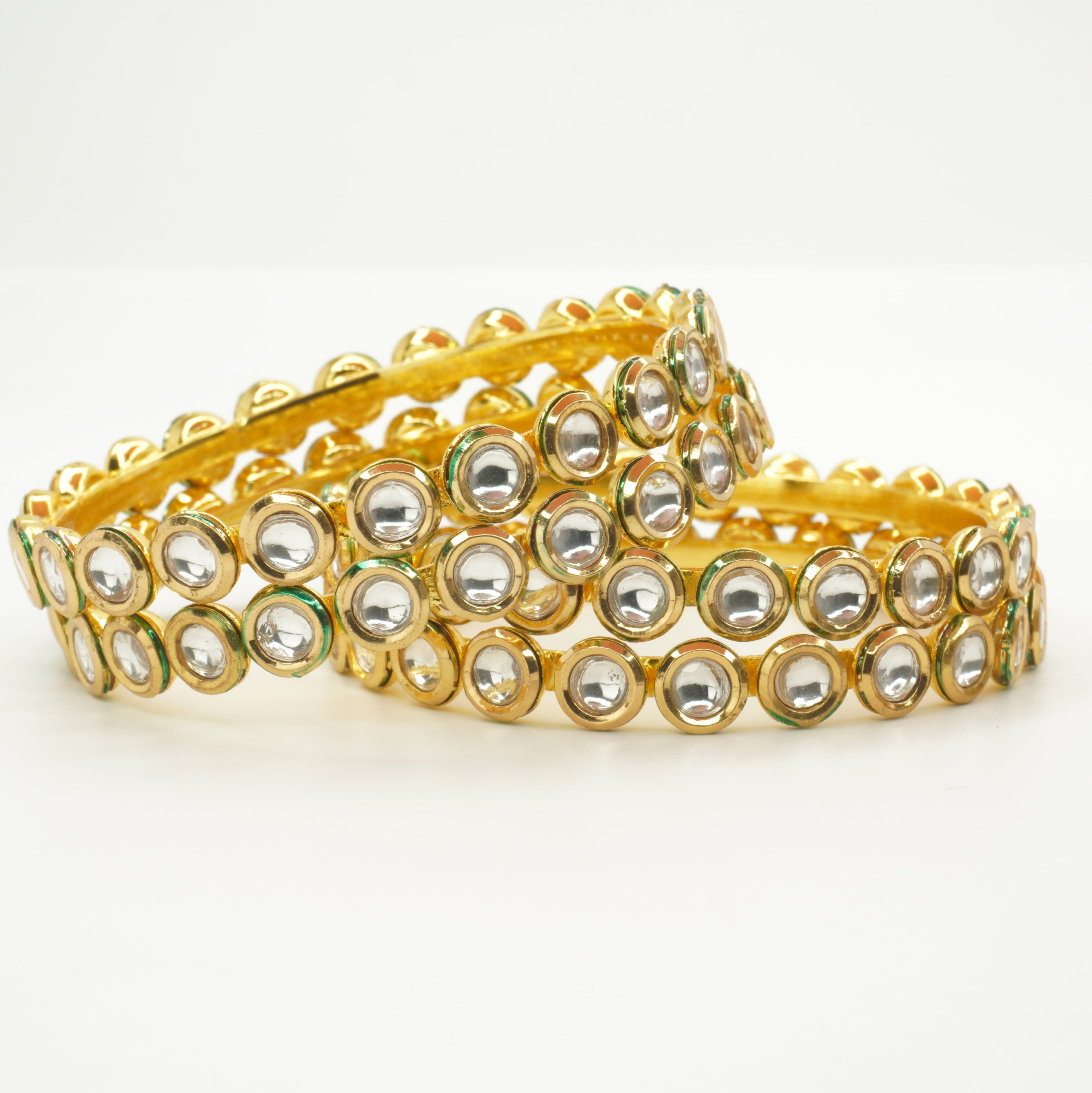 Designer Gold Plated Kundan Bangles Set for Women Traditional Bridal Wedding Party Wear