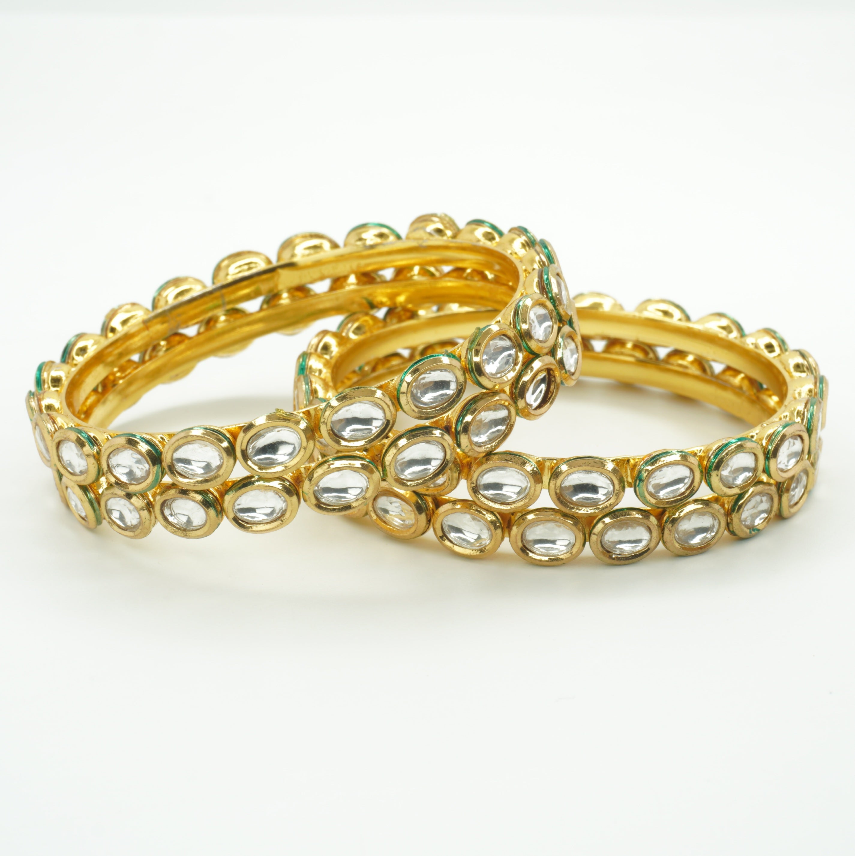 Premium Gold Plated Kundan Bangles Set for Women Bridal Wedding Party Wear Traditional Indian Chudi Set