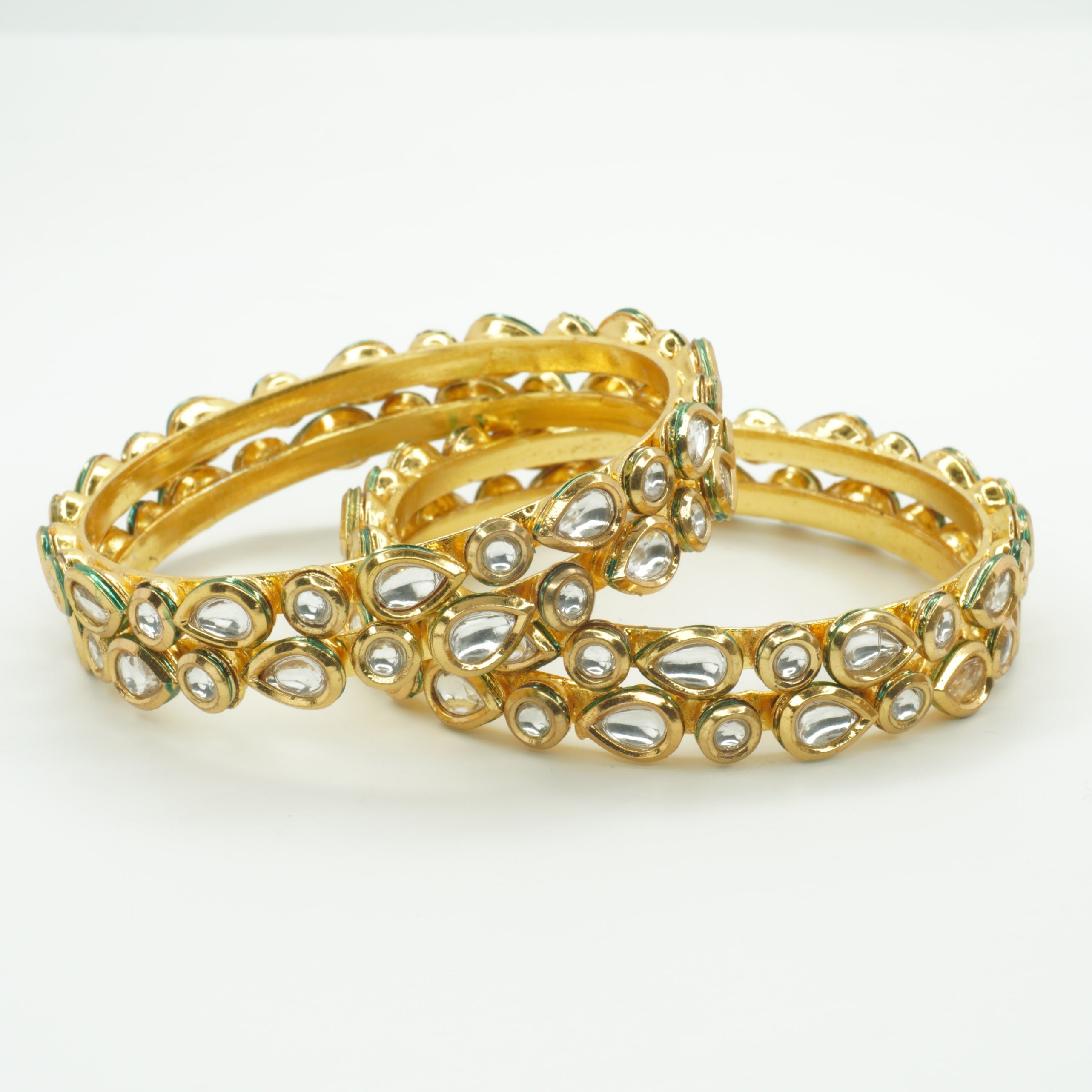 Indian Gold Plated Kundan Bangles Set – Traditional Bridal Ethnic Jewelry Gift for Women
