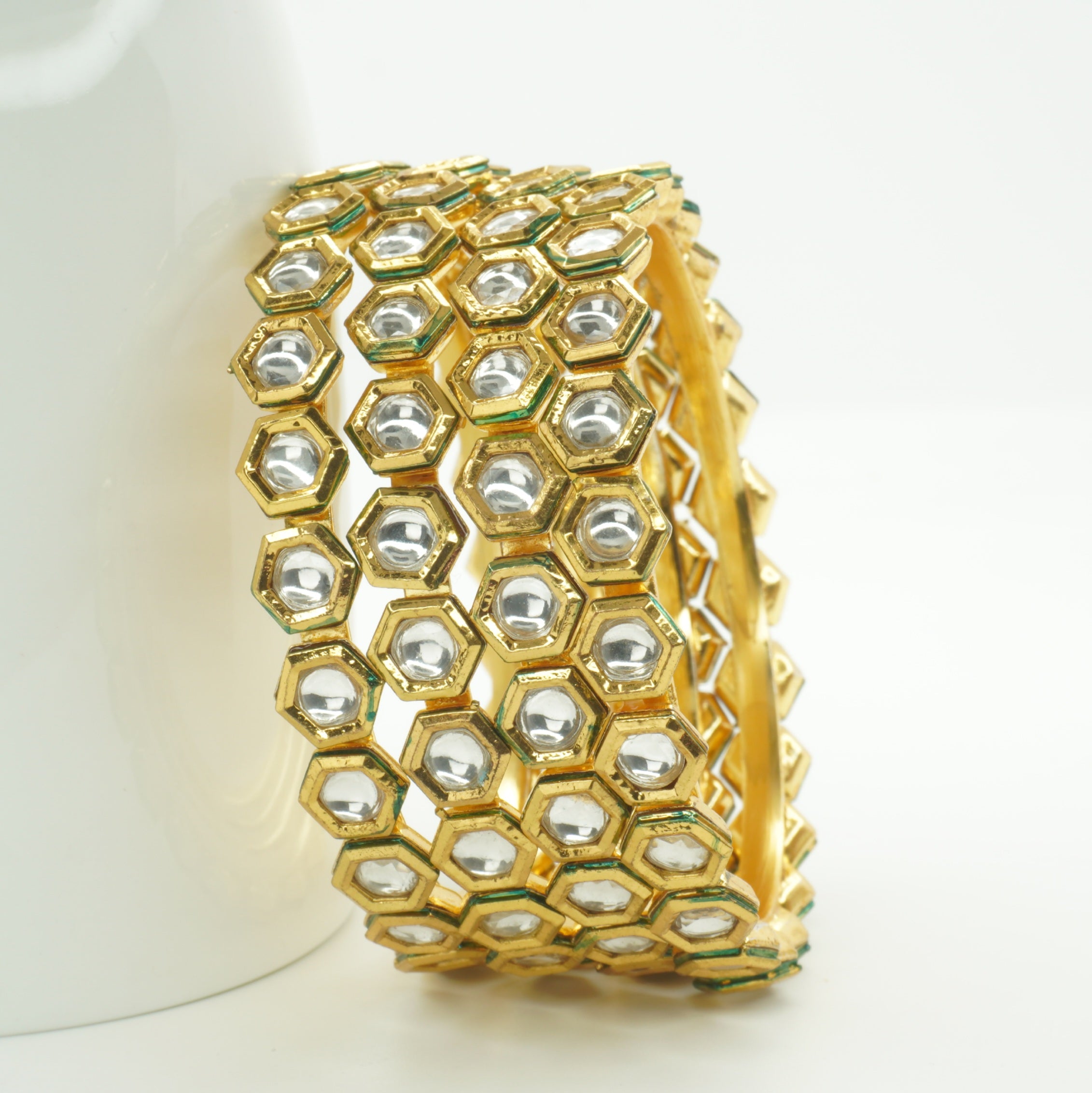 Bridal Kundan Kangan Bangles for Women – Gold Tone Traditional Wedding Jewelry