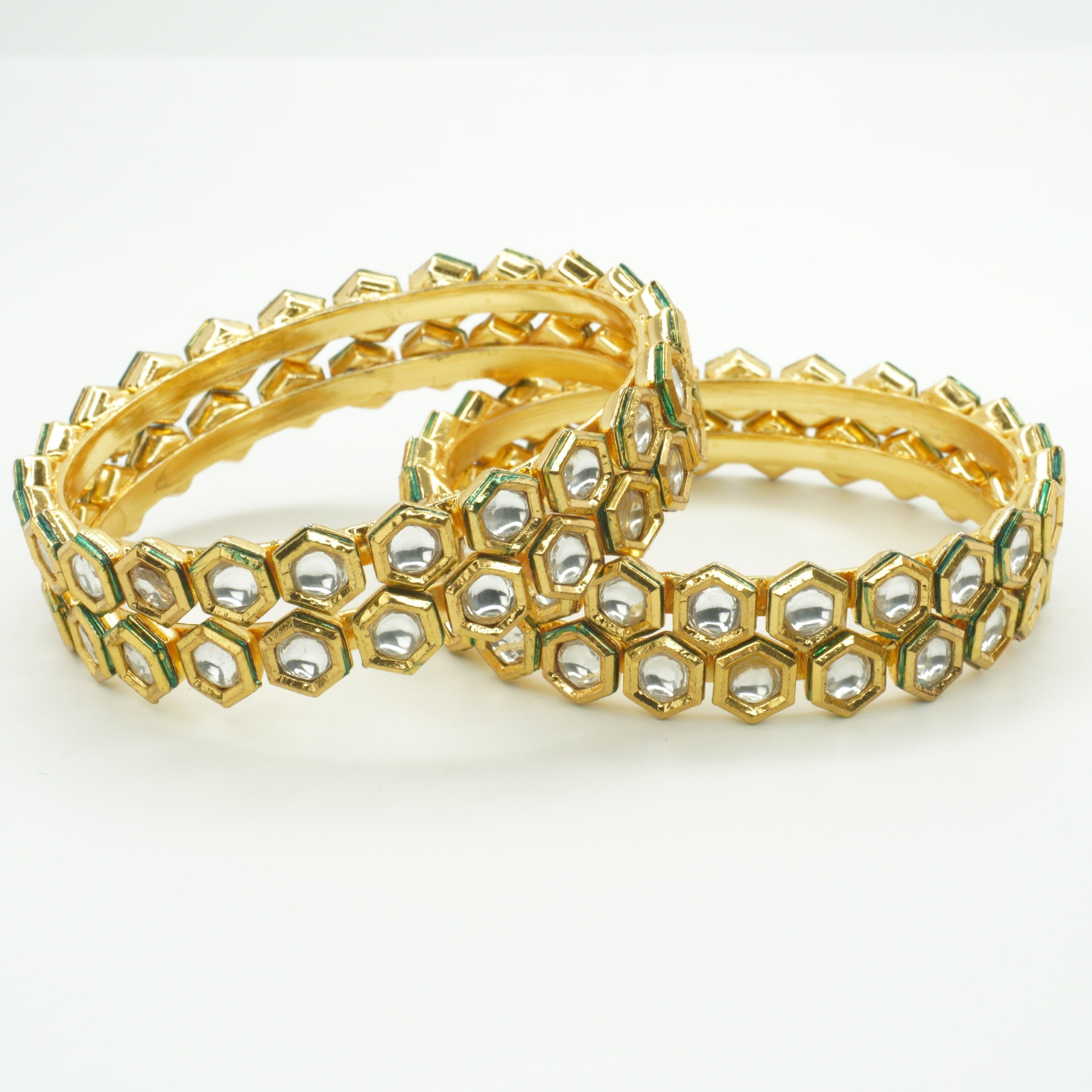 Bridal Kundan Kangan Bangles for Women – Gold Tone Traditional Wedding Jewelry