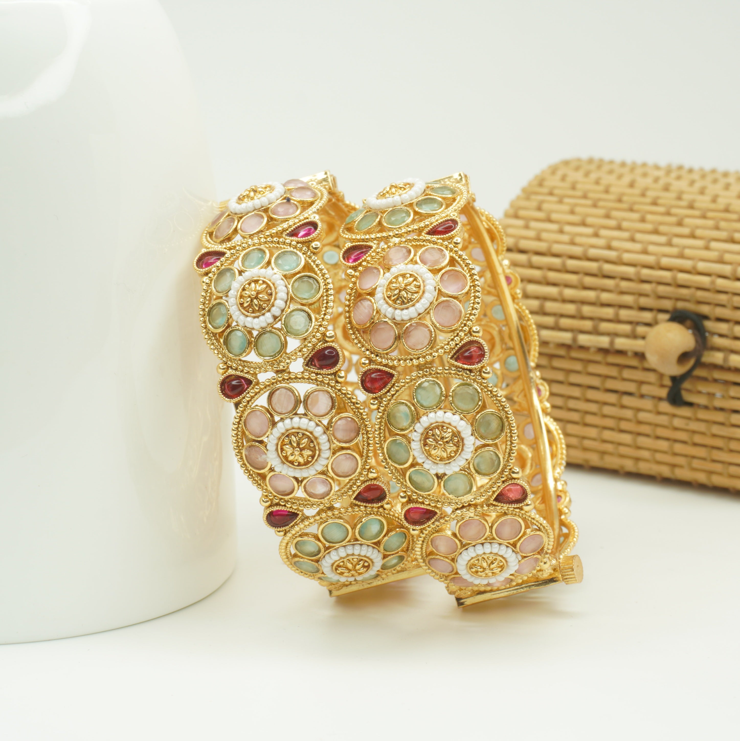 Latest Gold Plated Kangan for Women | Traditional Wedding Bangles Pair | Ethnic Party Wear