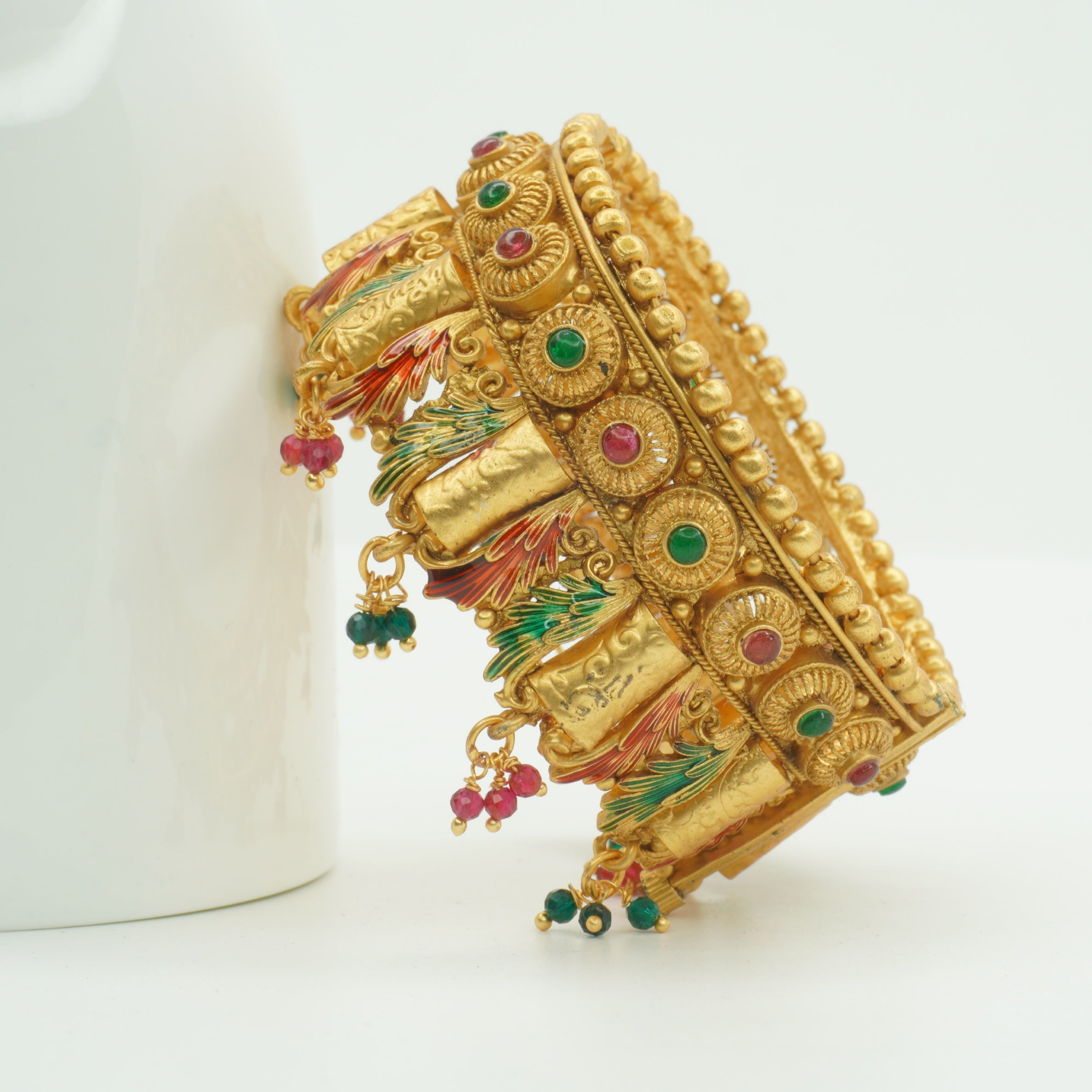 Handcrafted Indian Gold Plated Meenakari Bridal Bangles Pair Traditional Ethnic Wedding Jewelry for Women