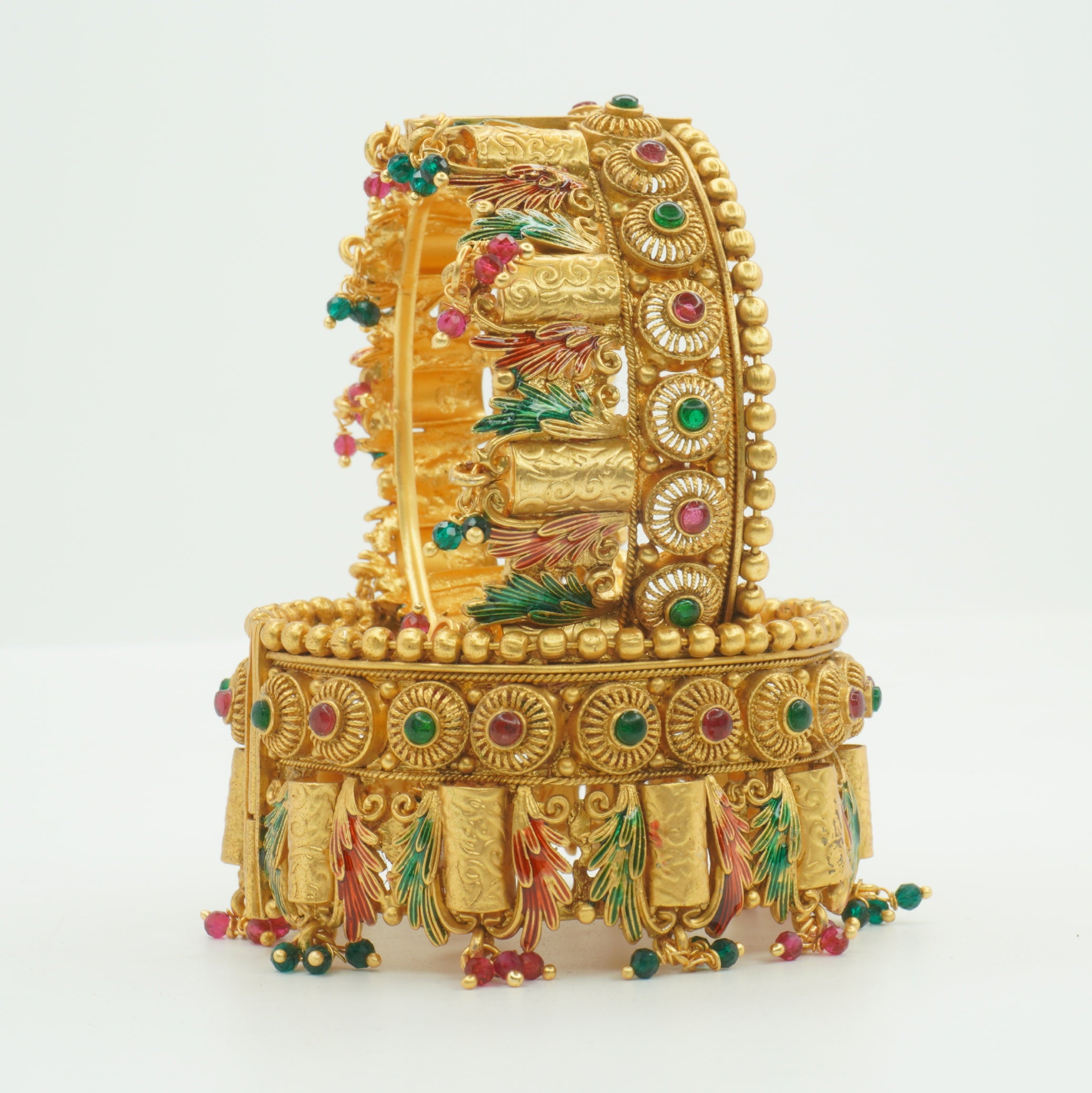 Handcrafted Indian Gold Plated Meenakari Bridal Bangles Pair Traditional Ethnic Wedding Jewelry for Women