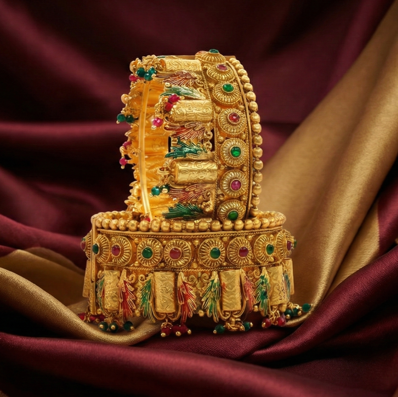 Handcrafted Indian Gold Plated Meenakari Bridal Bangles Pair Traditional Ethnic Wedding Jewelry for Women