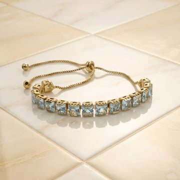 Mehandi -Plated Adjustable Bracelet with White AD Stones – Chain Tennis Bracelet for Women