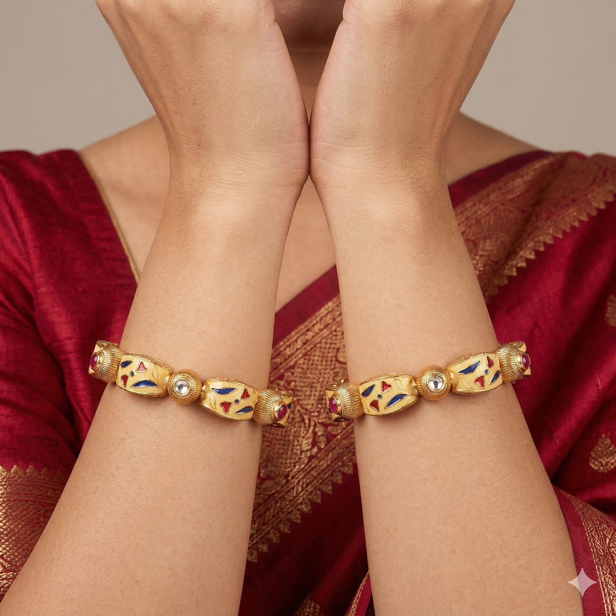 Traditional Gold Tone Meenakari Kangan Bangles for Women – Designer Wedding Party Wear Bangles Pair
