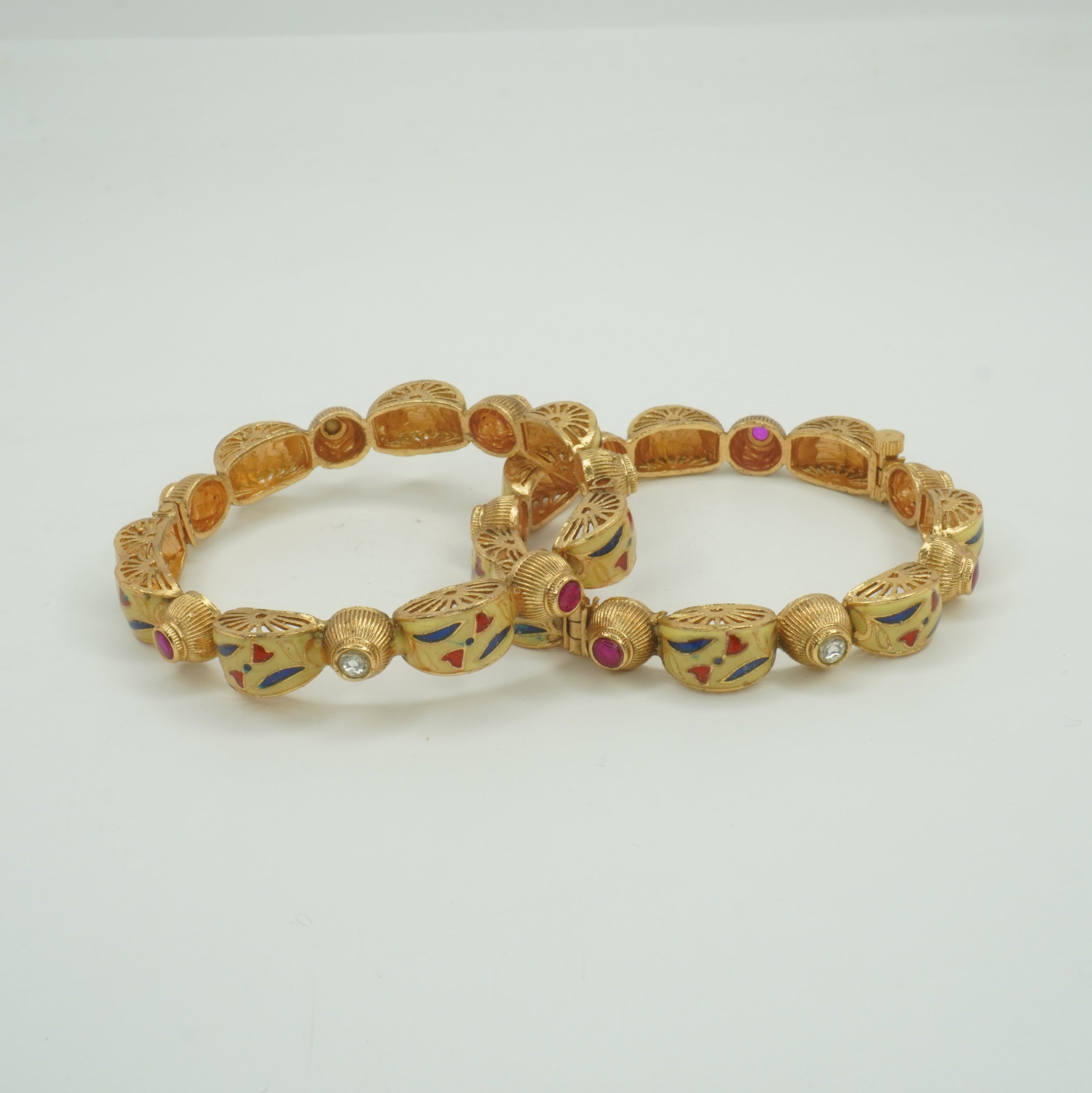 Traditional Gold Tone Meenakari Kangan Bangles for Women – Designer Wedding Party Wear Bangles Pair