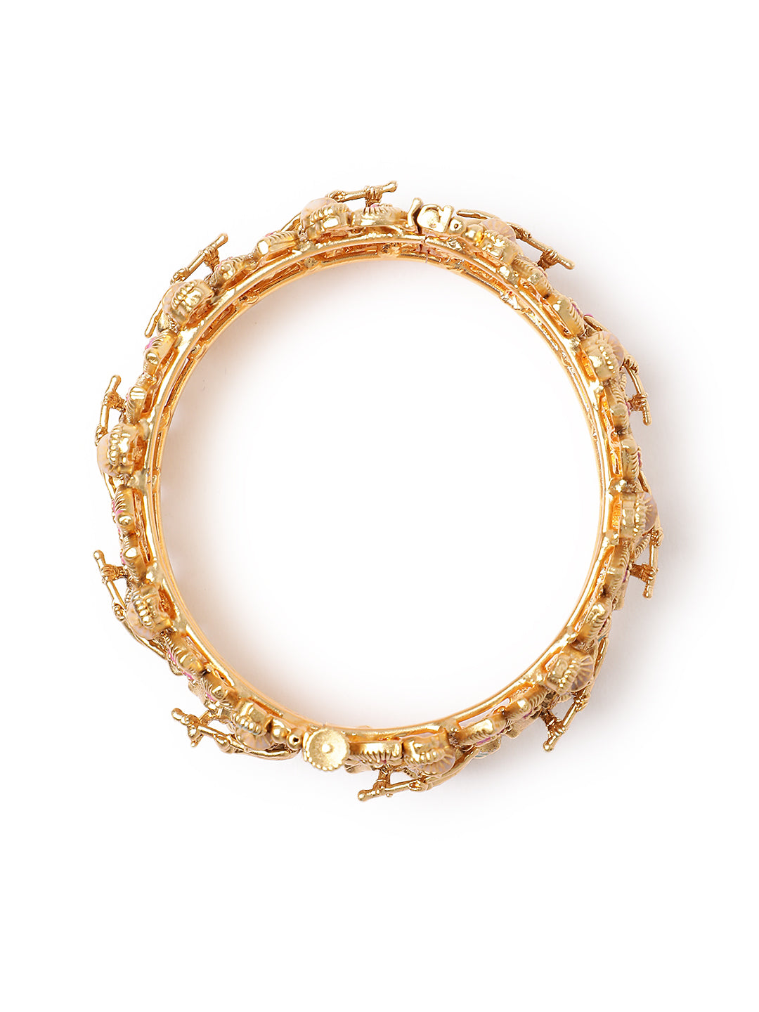 Gold Plated Lord Krishna Temple Bangles Pair for Women Traditional Meenakari Bridal Kangan