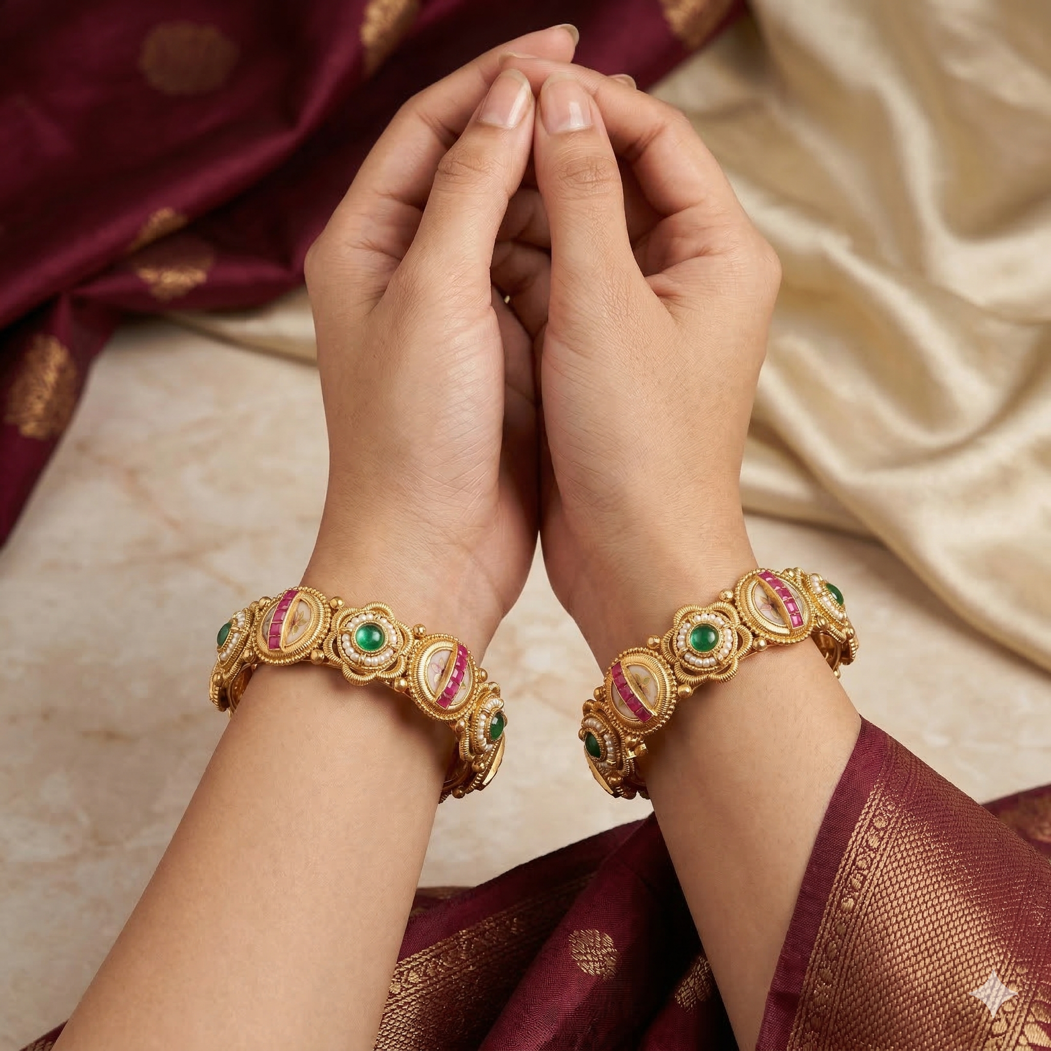 Latest Gold Plated Floral Kangan for Women – Traditional Wedding Party Wear Bangles Pair