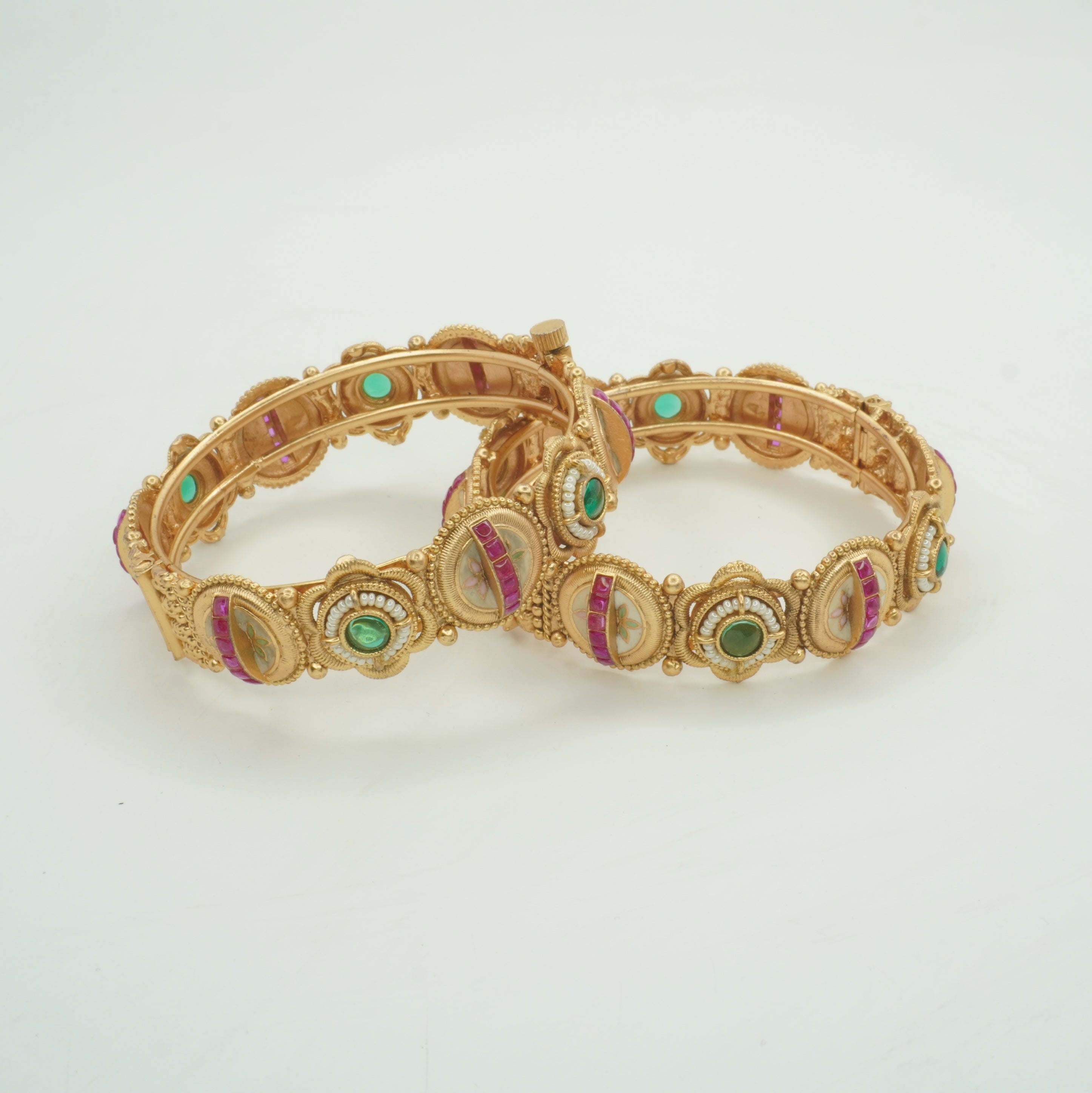 Latest Gold Plated Floral Kangan for Women – Traditional Wedding Party Wear Bangles Pair