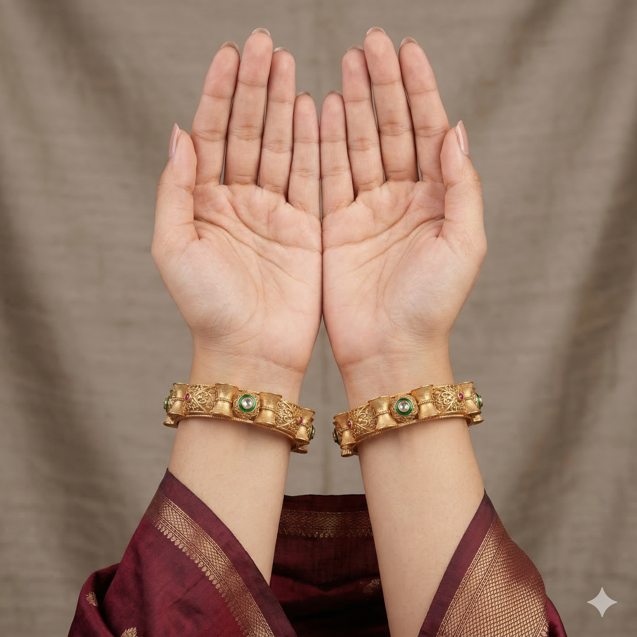 Bridal Designer Bangles Set for Women – Traditional Gold Tone Indian Wedding Ethnic Kangan Jewelry