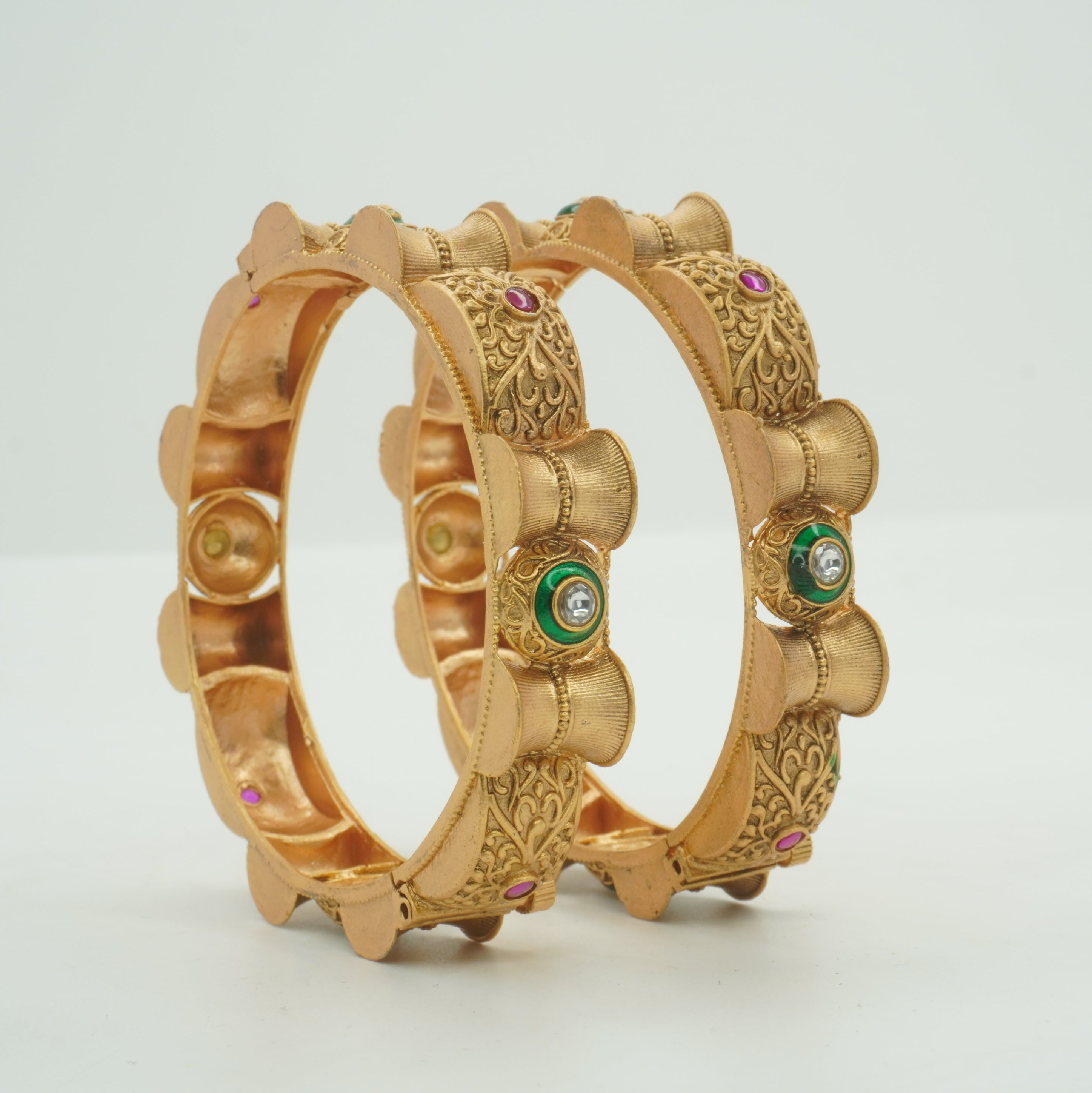 Bridal Designer Bangles Set for Women – Traditional Gold Tone Indian Wedding Ethnic Kangan Jewelry