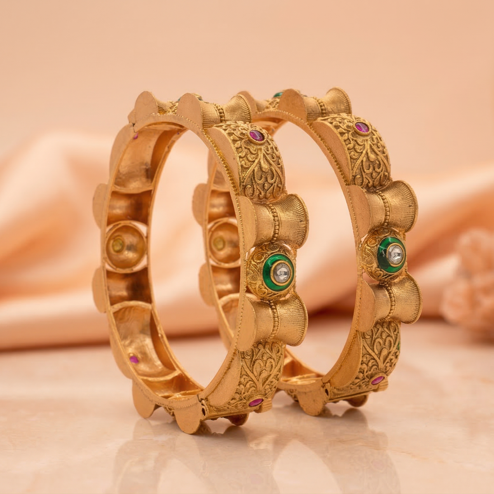 Bridal Designer Bangles Set for Women – Traditional Gold Tone Indian Wedding Ethnic Kangan Jewelry