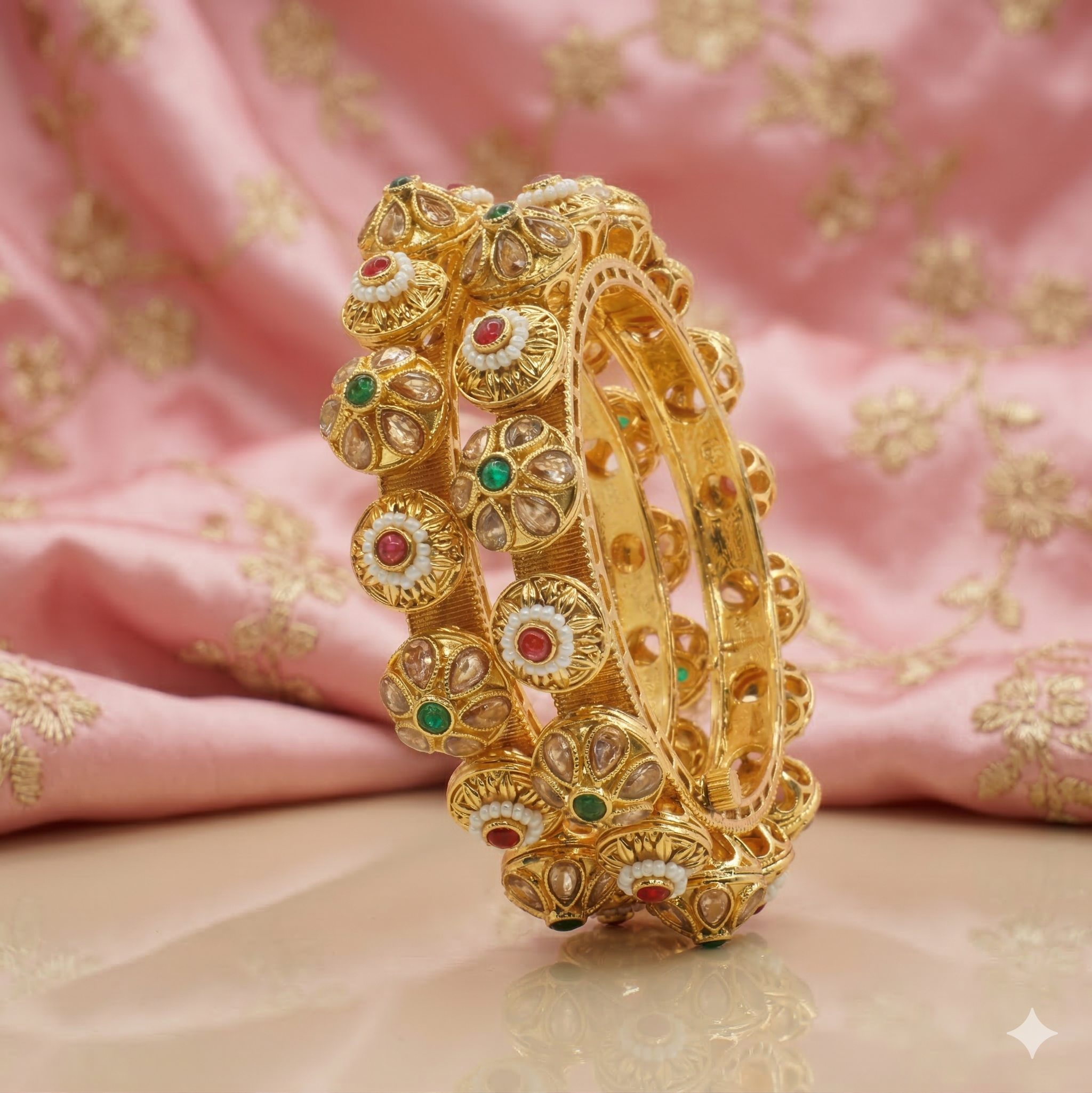 Latest Designer Kundan Kangan Pair Gold Plated Traditional Bangles for Women Wedding Festival Party Wear