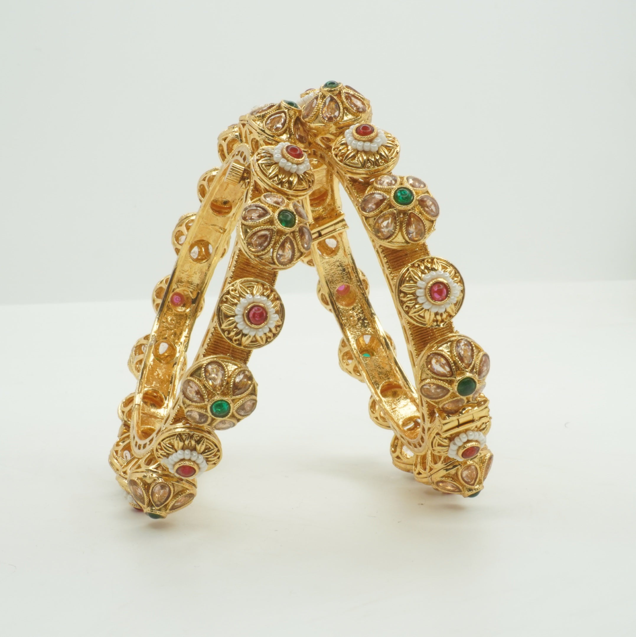 Latest Designer Kundan Kangan Pair Gold Plated Traditional Bangles for Women Wedding Festival Party Wear
