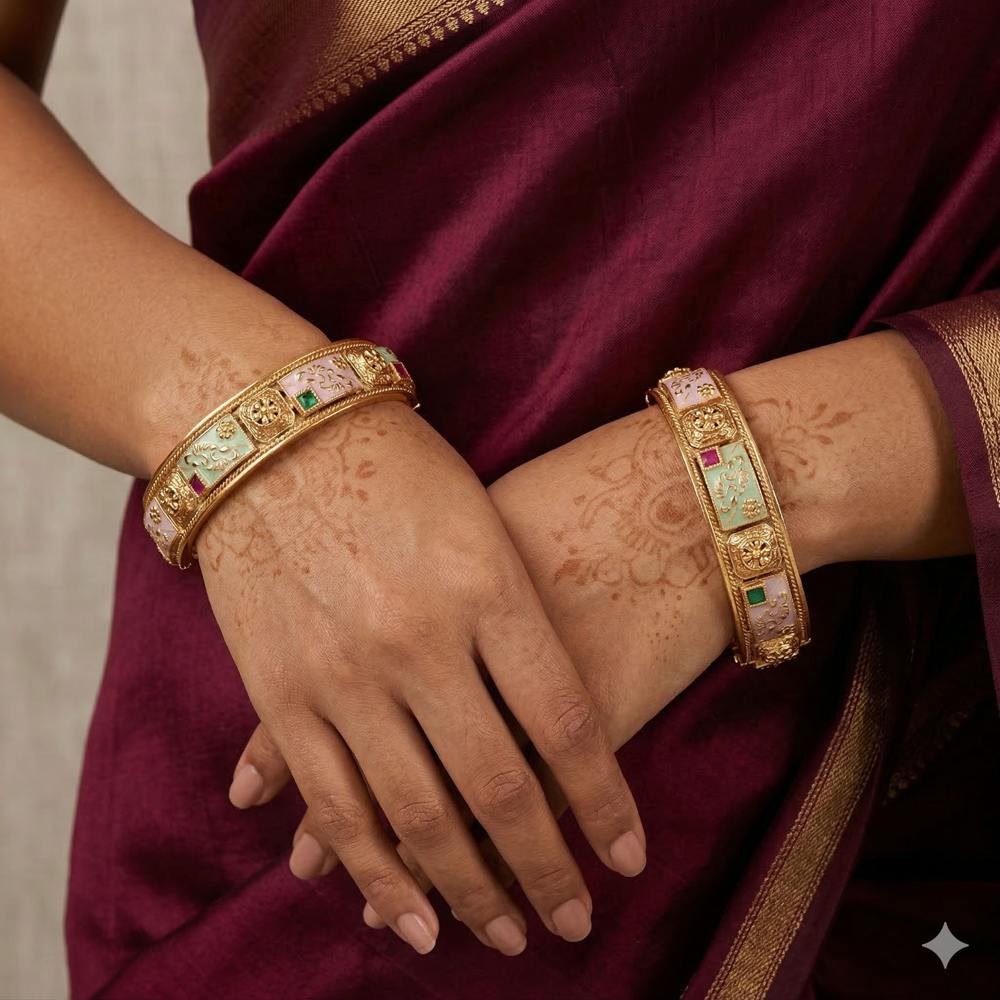 Trending Luxury Gold Plated Meenakari Bangles Pair for Bridal & Festive Look