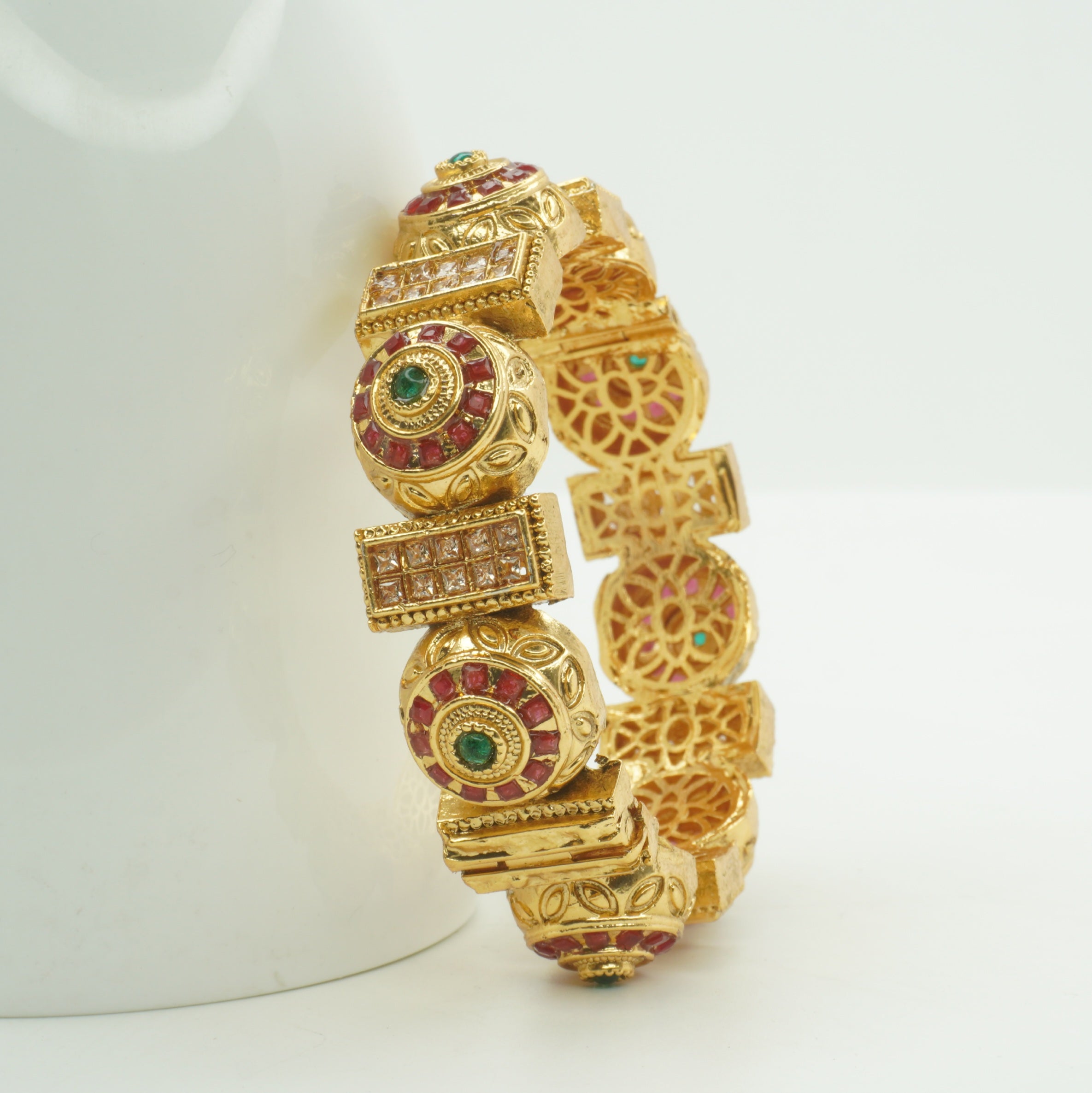 Latest Gold Plated Ruby Green Stone Bridal Kangan Bangles for Women Traditional Ethnic Jewellery