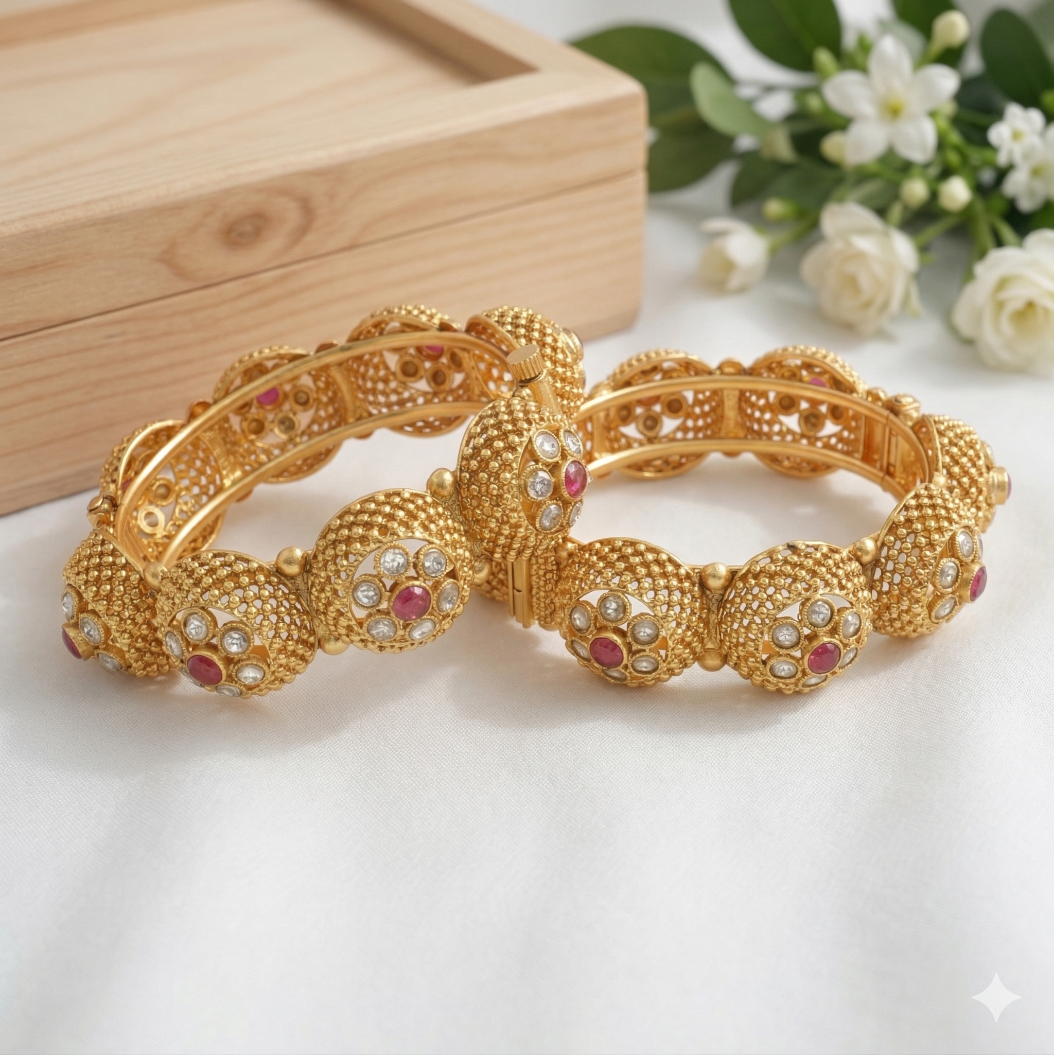 Premium Bridal Gold Plated Ruby Stone Kangan Bangles for Women Luxury Ethnic Party Wear