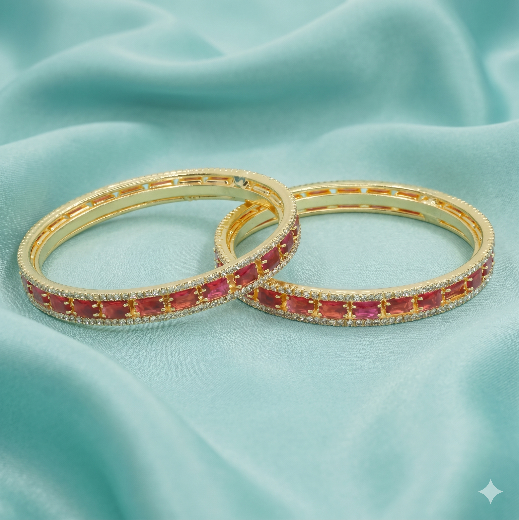 Latest Gold Plated Ruby Stone Designer Bangles Pair for Women Traditional Bridal Party Wear