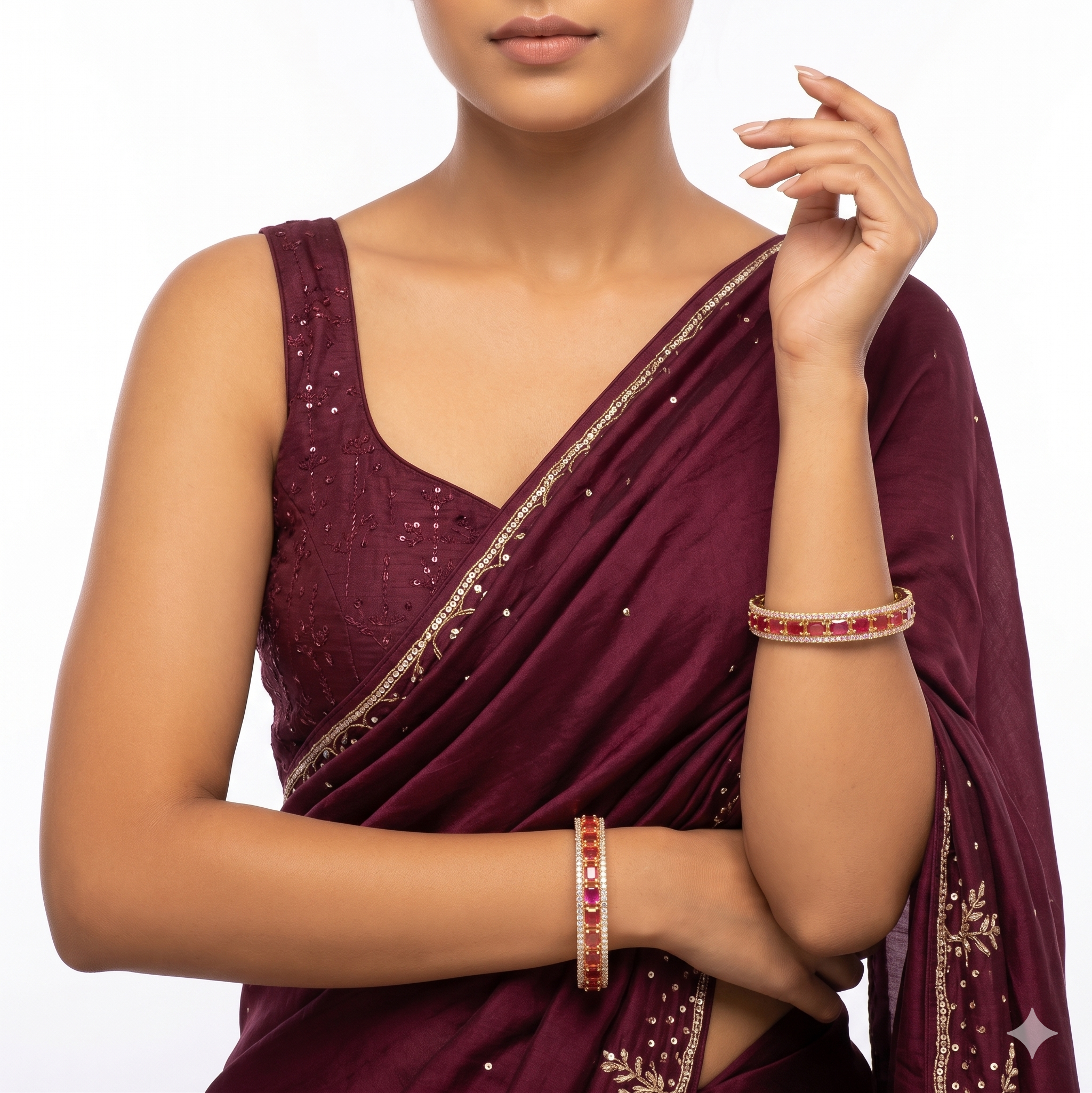 Latest Gold Plated Ruby Stone Designer Bangles Pair for Women Traditional Bridal Party Wear