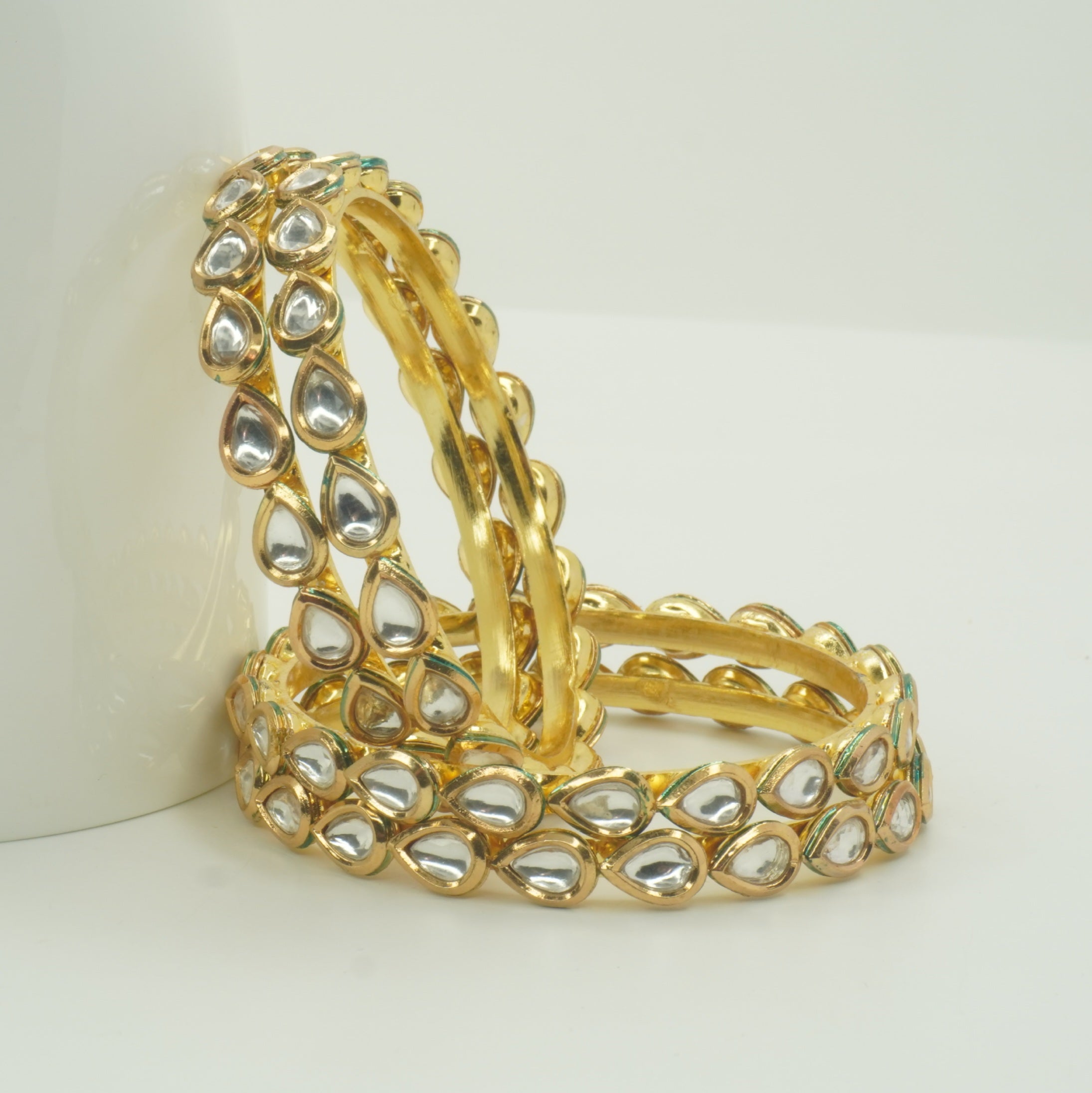 Luxury Designer Gold Kundan Bangles Set Elegant Indian Wedding Jewellery for Women
