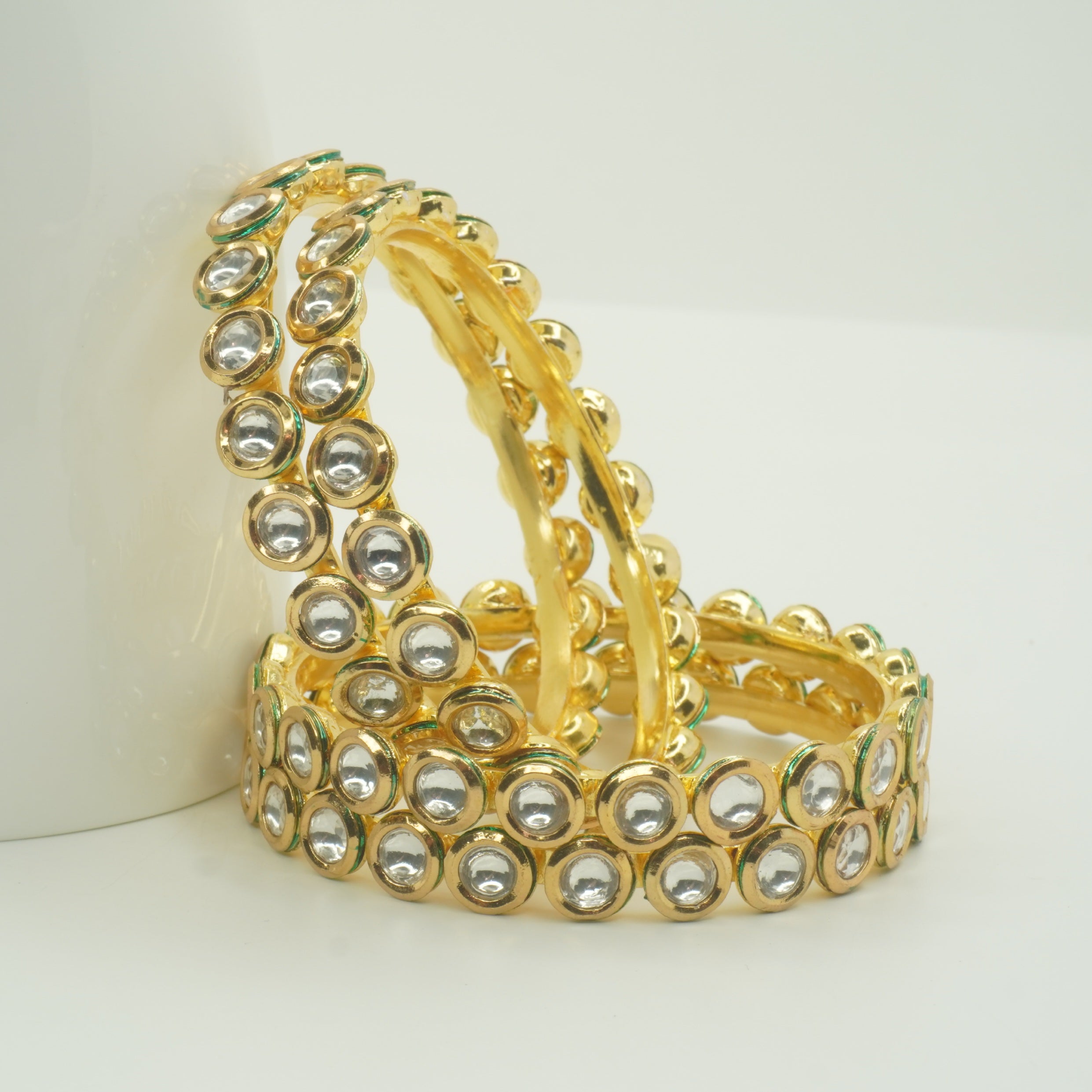 Designer Gold Plated Kundan Bangles Set for Women Traditional Bridal Wedding Party Wear