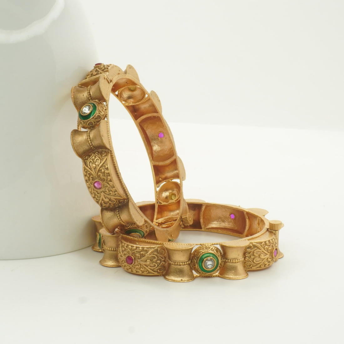 Bridal Designer Bangles Set for Women – Traditional Gold Tone Indian Wedding Ethnic Kangan Jewelry