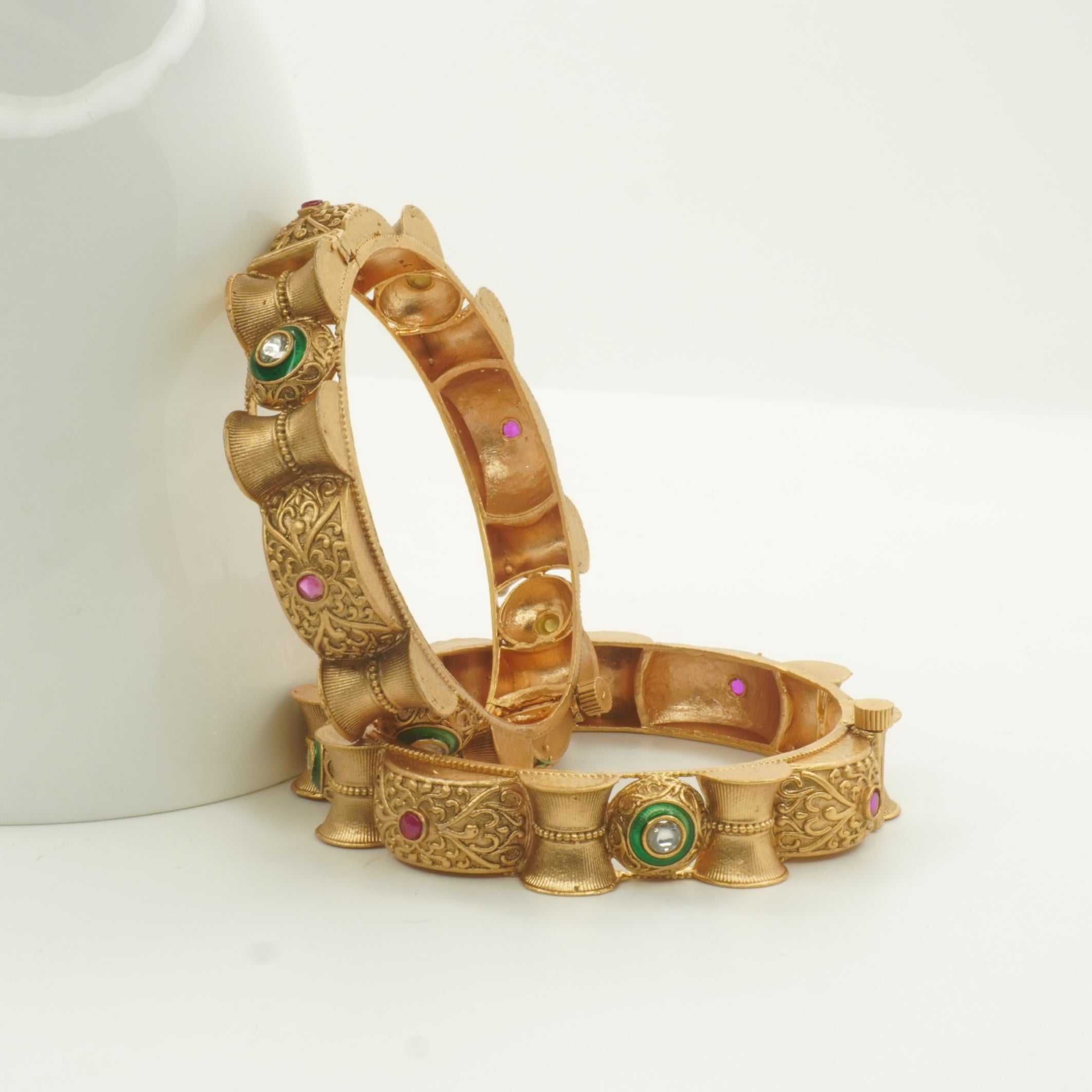 Bridal Designer Bangles Set for Women – Traditional Gold Tone Indian Wedding Ethnic Kangan Jewelry
